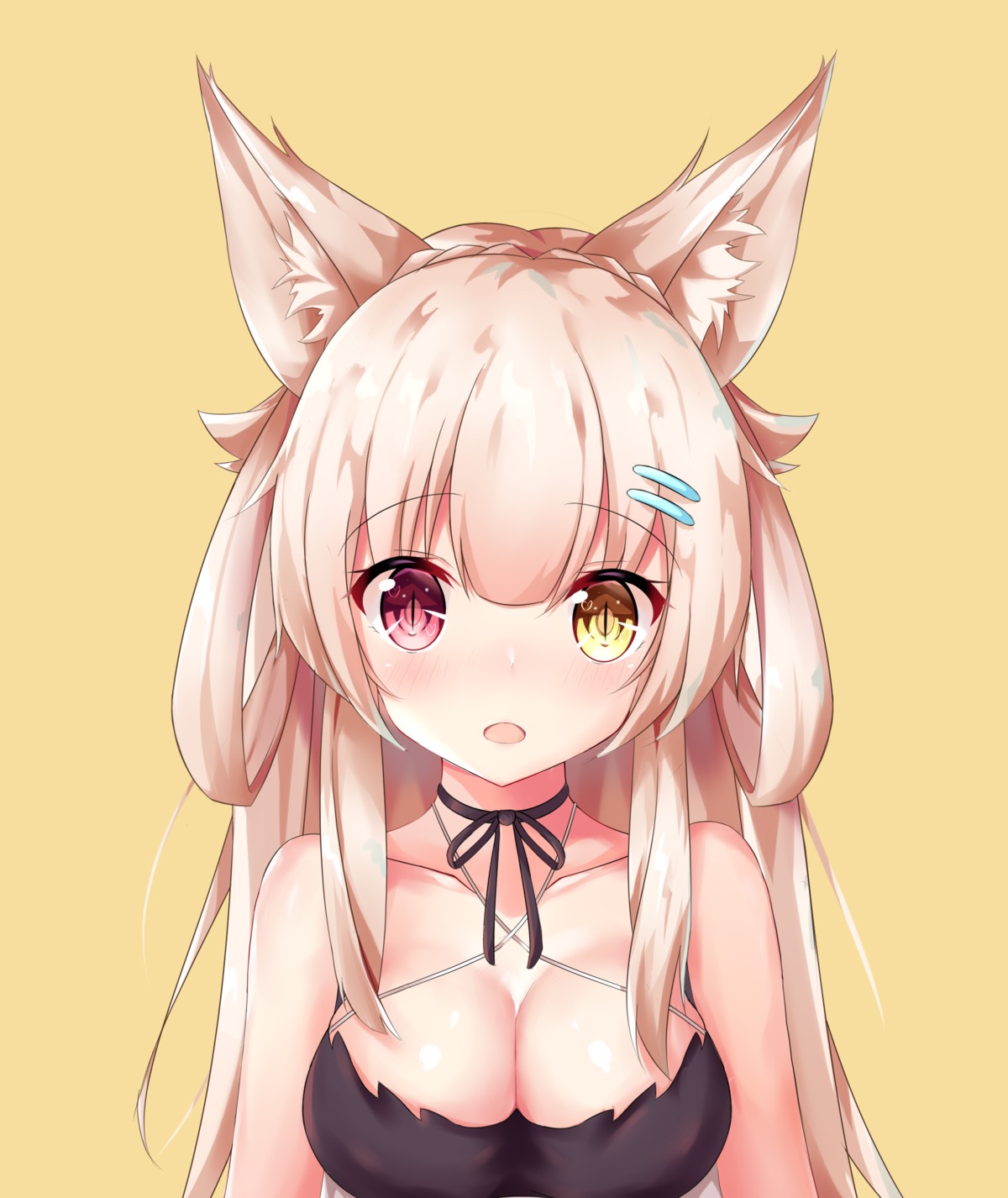 animal_ears cleavage heterochromia nagato-chan