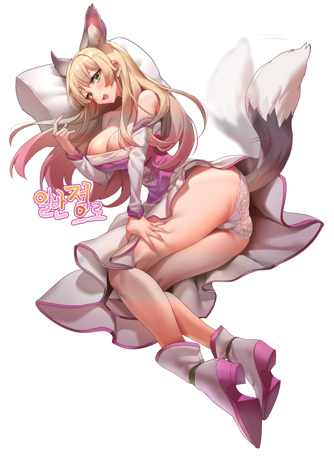 animal_ears ass cleavage heels muloli pantsu tail