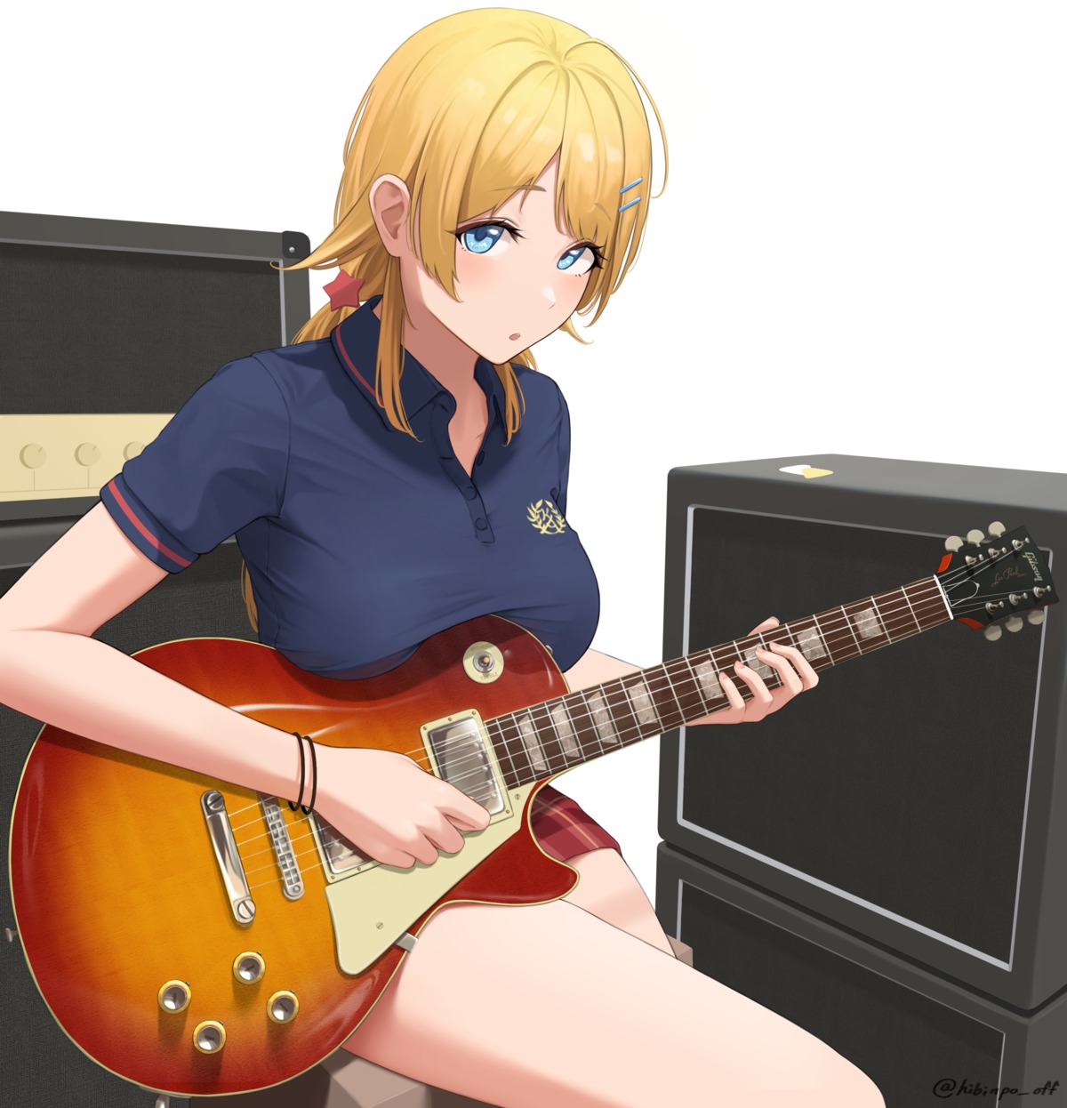 guitar gym_uniform hachimiya_meguru hibinpo seifuku the_idolm@ster the_idolm@ster_shiny_colors