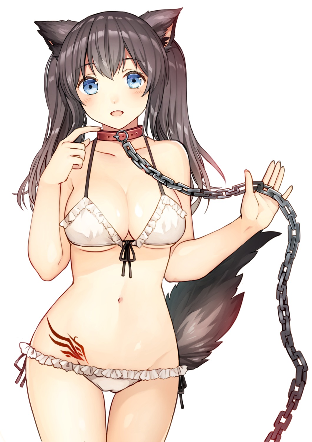 animal_ears bikini clarinet_(natsumi3230) cleavage swimsuits tail tattoo underboob