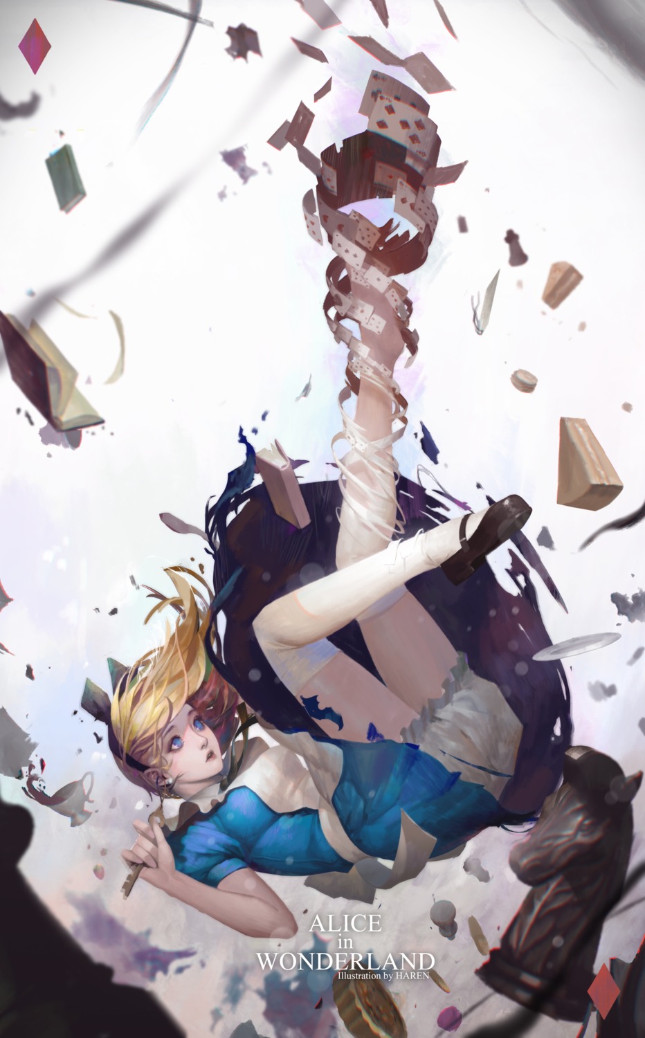 alice alice_in_wonderland bloomers dress kim_han_seul thighhighs torn_clothes