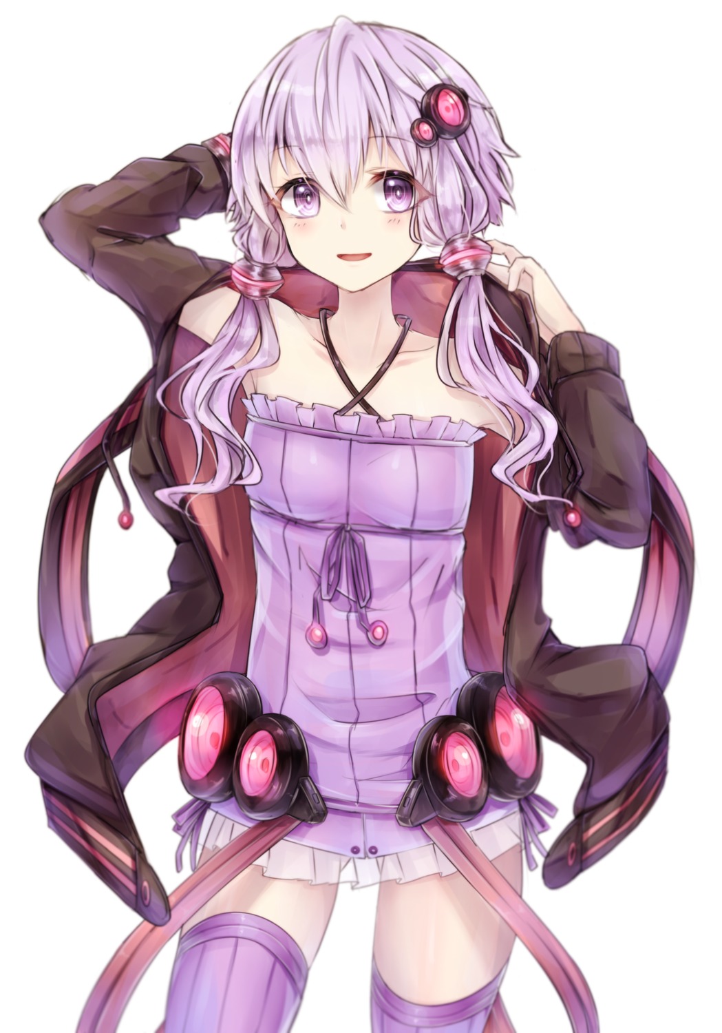 aishan_(aaaishan) dress open_shirt see_through thighhighs vocaloid yuzuki_yukari