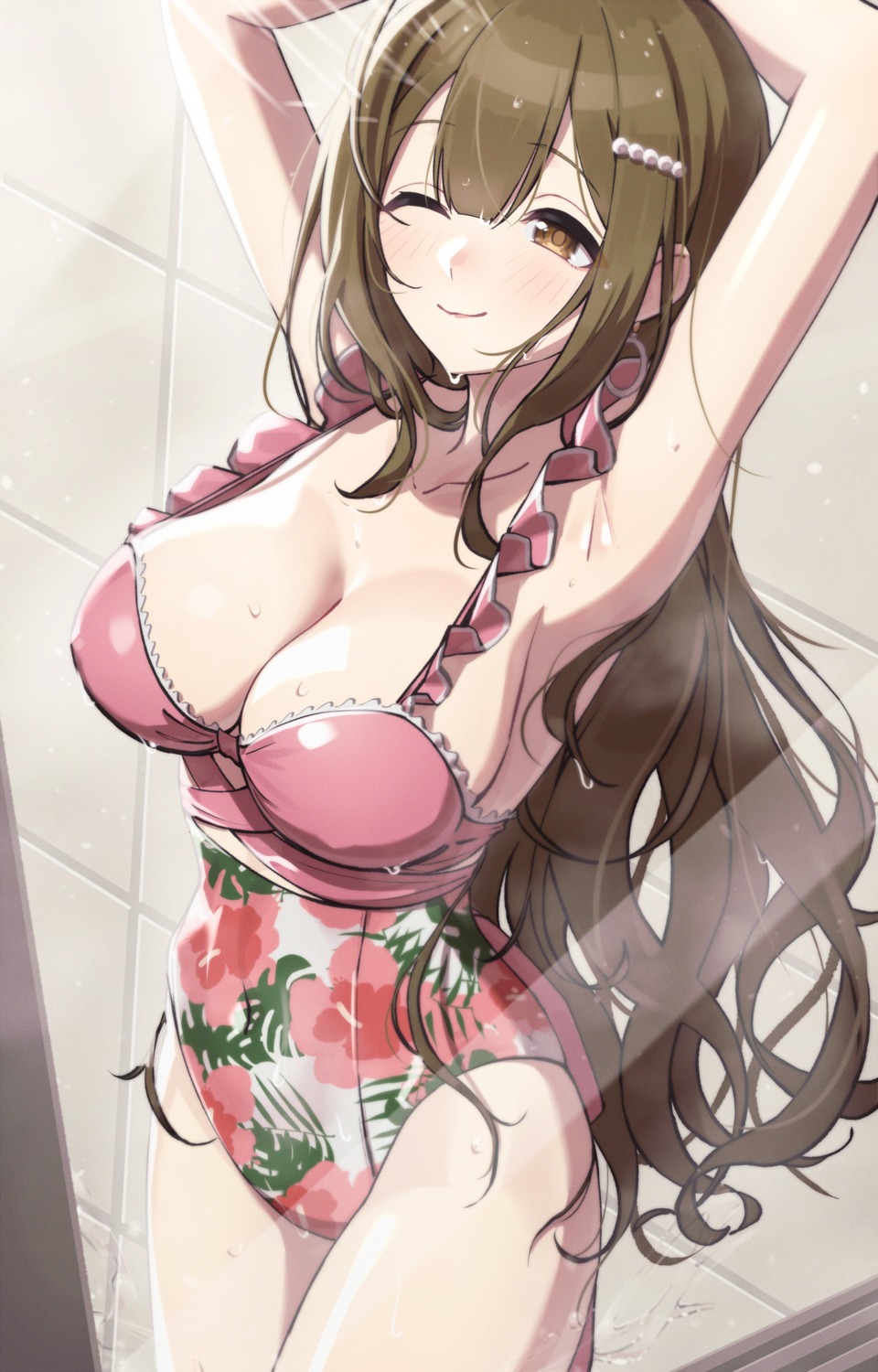 kuwayama_chiyuki qoqi swimsuits the_idolm@ster the_idolm@ster_shiny_colors wet