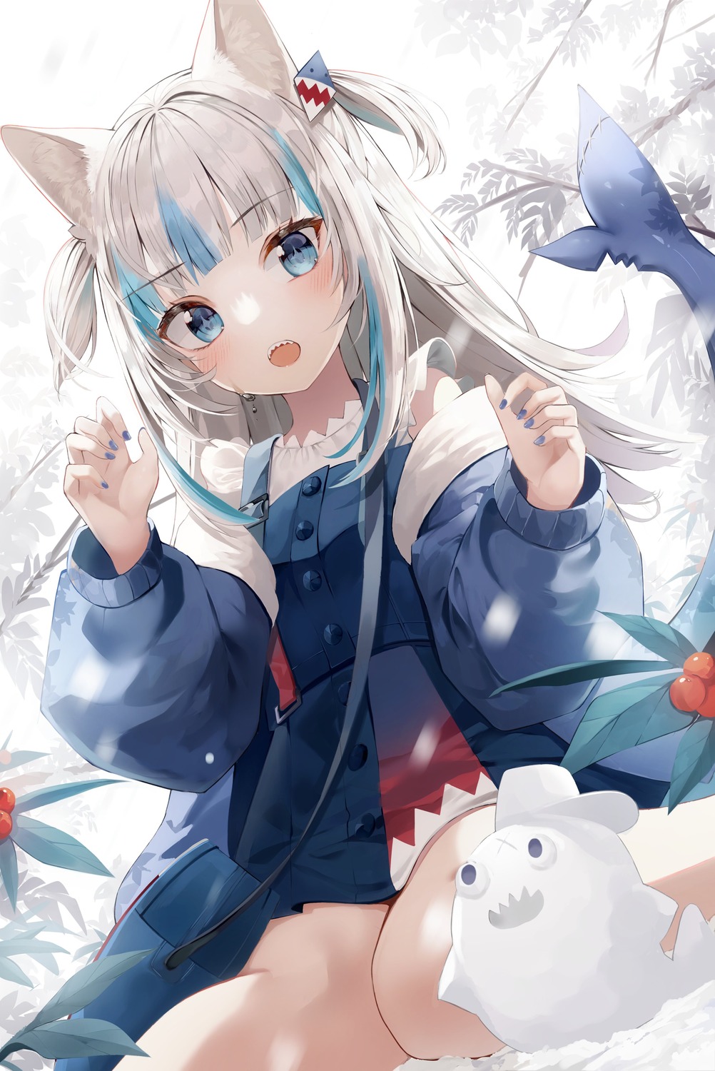 animal_ears animal_ears_(artist) gawr_gura hololive hololive_english tail