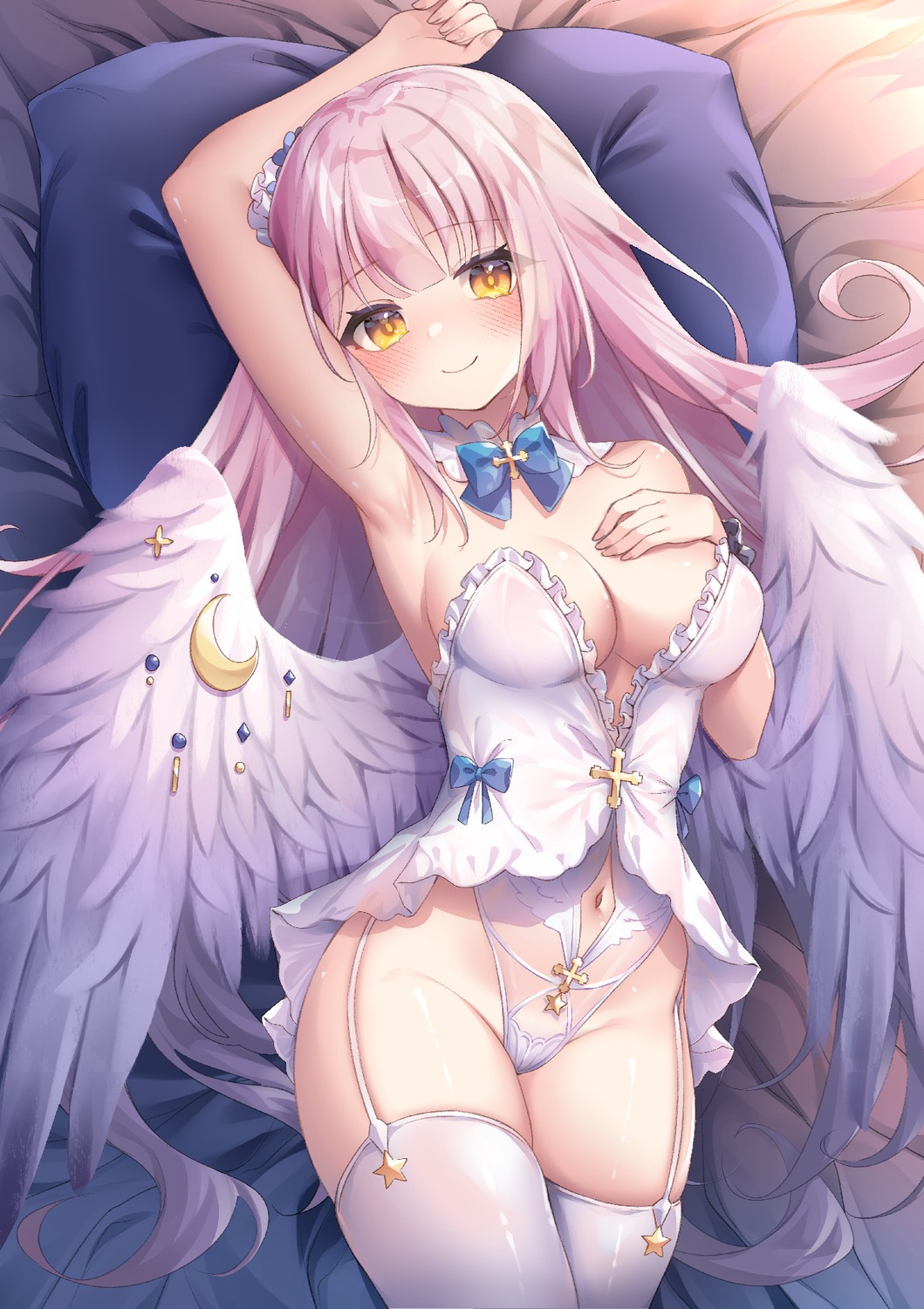 angel blue_archive leotard misono_mika see_through stockings thighhighs umou_(may65879) wings