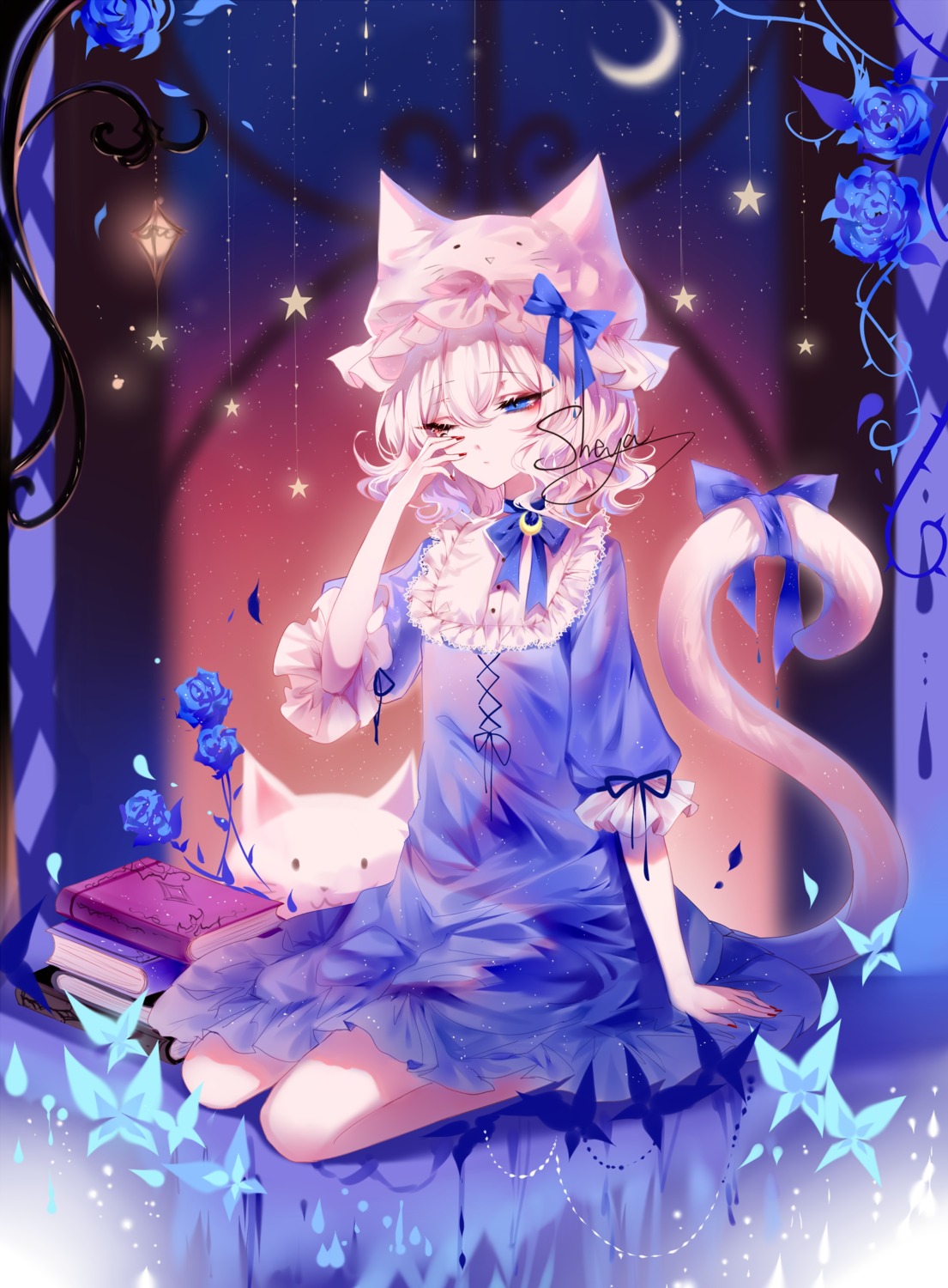 animal_ears dress heterochromia nekomimi sheya tail