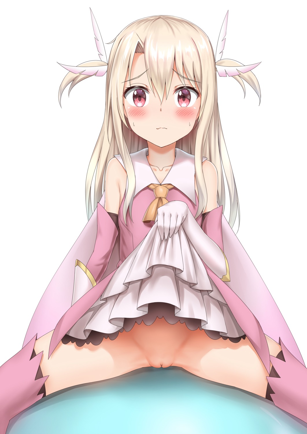 fate/kaleid_liner_prisma_illya fate/stay_night illyasviel_von_einzbern loli nedia_r nopan pussy skirt_lift thighhighs uncensored