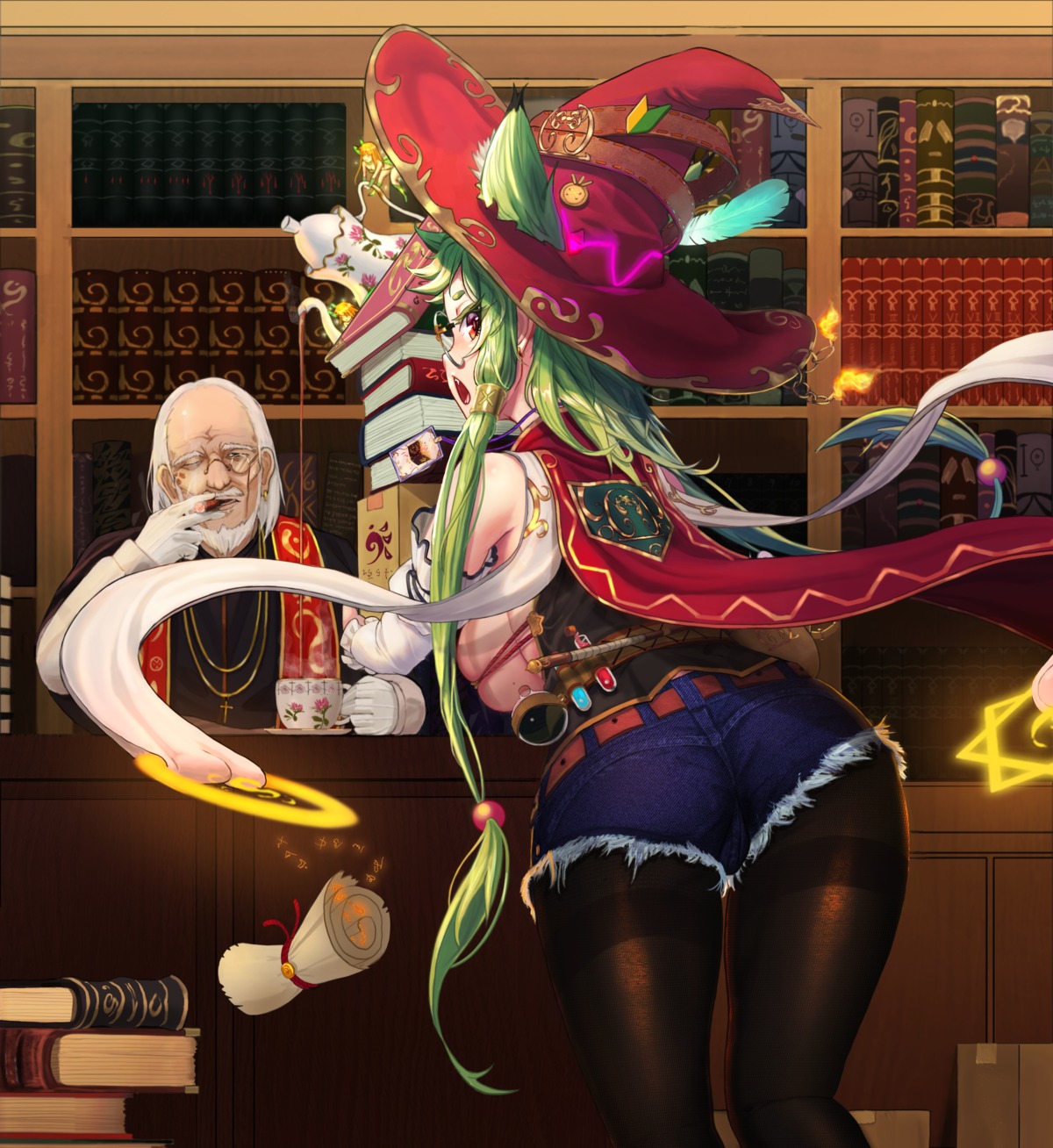 animal_ears ass megane no_bra pantyhose usd_(wwkr2537) witch