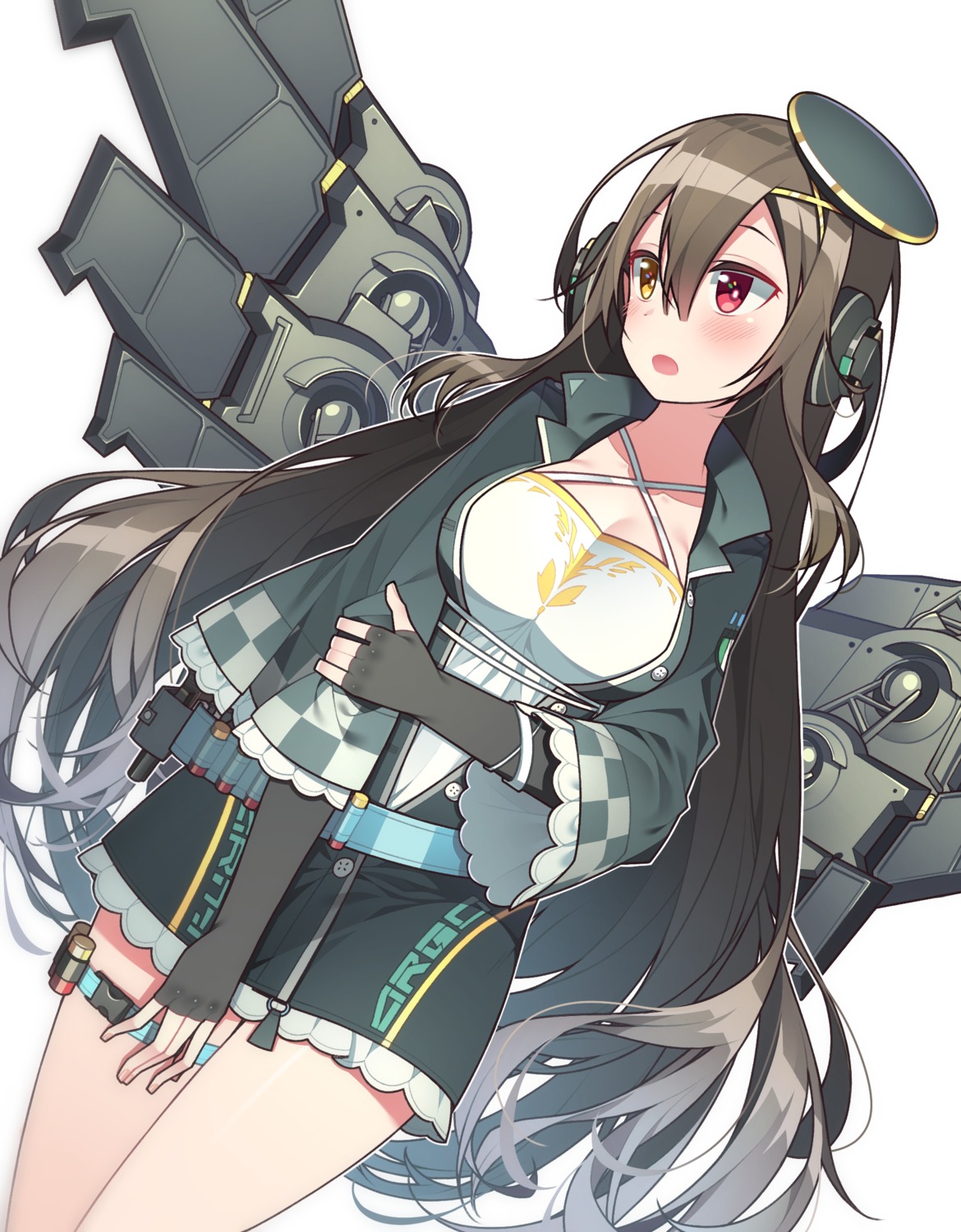 cleavage garter girls_frontline headphones heterochromia hop3 m1014_(girls_frontline) uniform