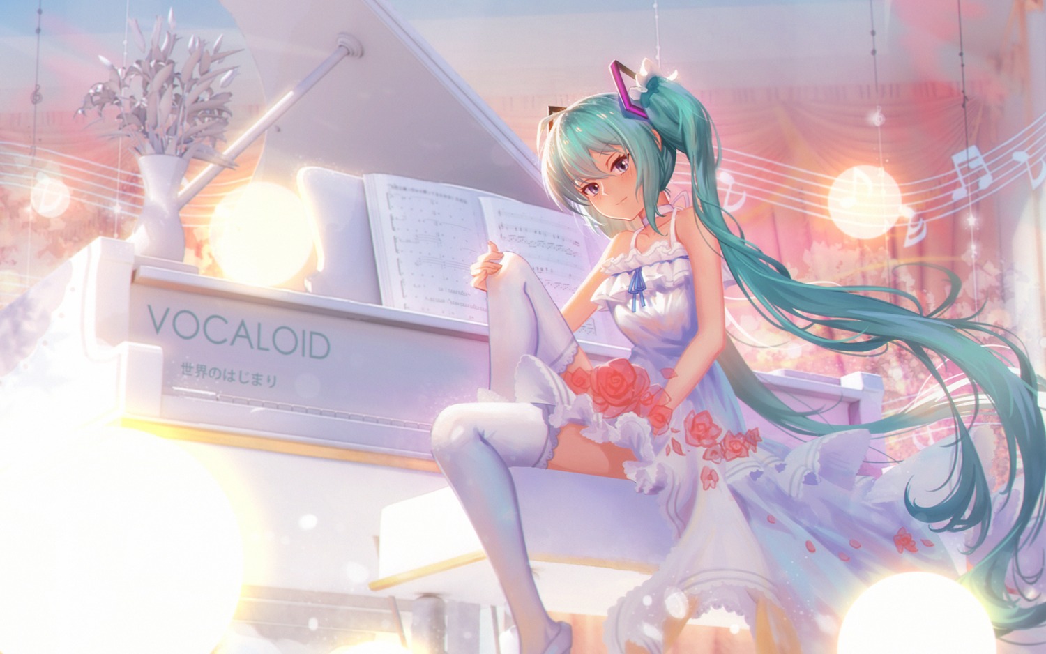 cha_(pixiv12794171) dress hatsune_miku thighhighs vocaloid wallpaper