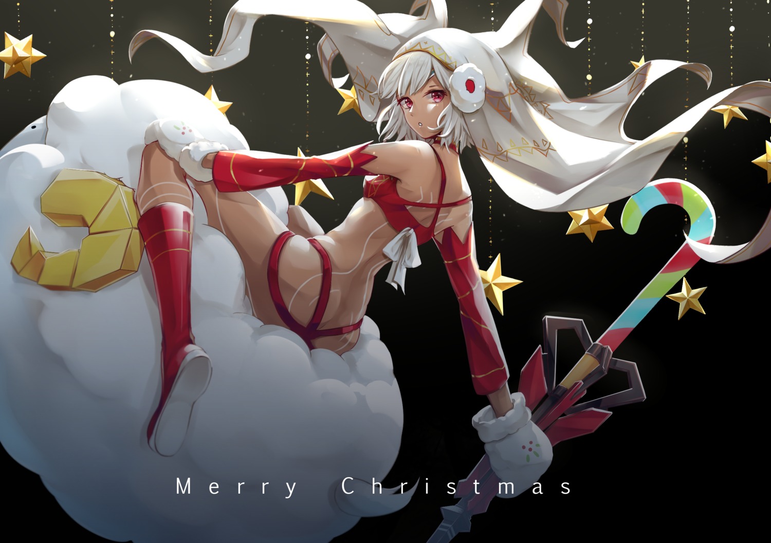 ass attila_(fate/grand_order) bikini_armor christmas fate/grand_order slime_(user_jpds8754) tattoo weapon