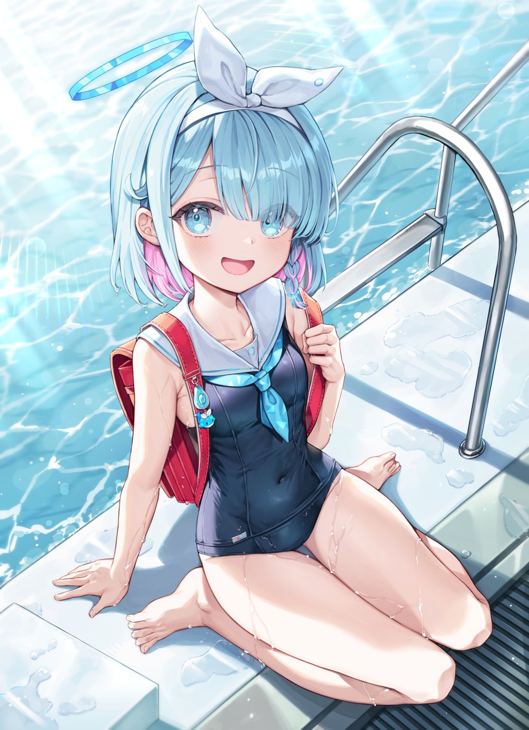 arona_(blue_archive) blue_archive halo loli mono_mon__ school_swimsuit swimsuits wet