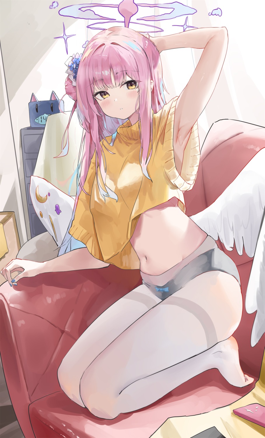 angel blue_archive jsscj misono_mika pantsu pantyhose sweater wings