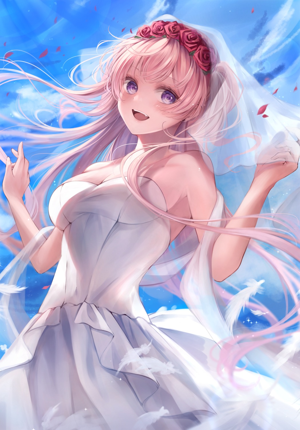 dress mayumiya_tsumugi no_bra princess_connect princess_connect!_re:dive ryuna_(inc_moon) wedding_dress