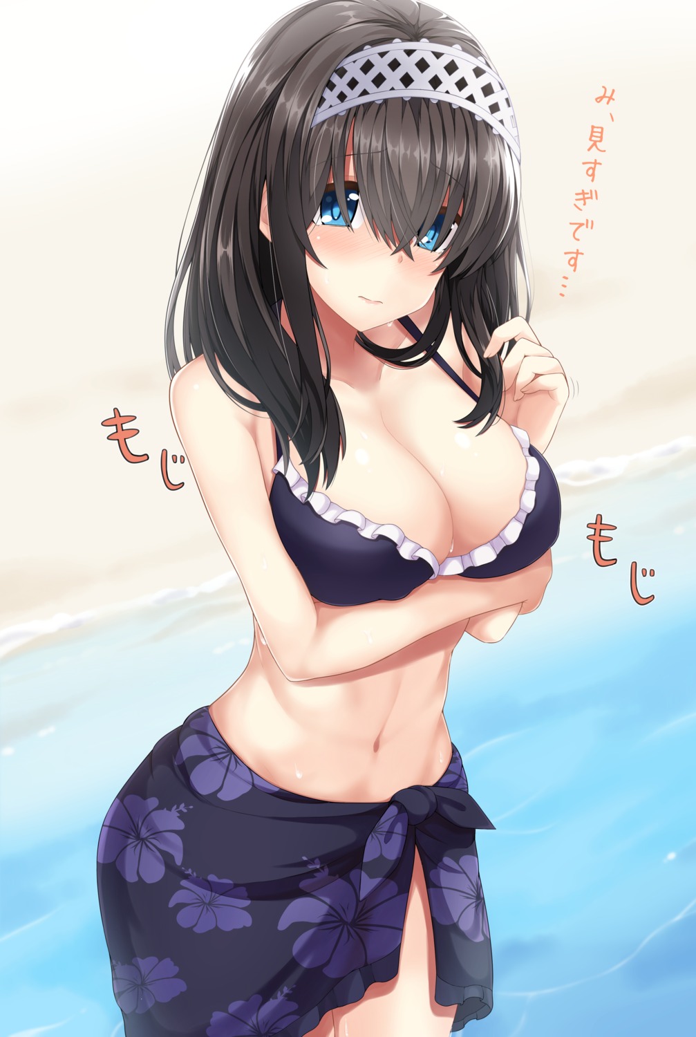 bikini_top breast_hold cleavage ogakuzu sagisawa_fumika swimsuits the_idolm@ster the_idolm@ster_cinderella_girls