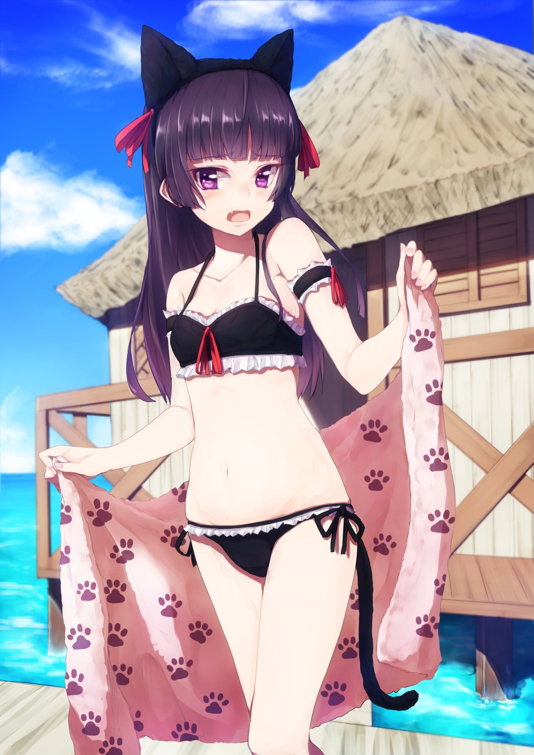 animal_ears bikini gokou_ruri nekomimi nuko-d ore_no_imouto_ga_konnani_kawaii_wake_ga_nai swimsuits tail towel