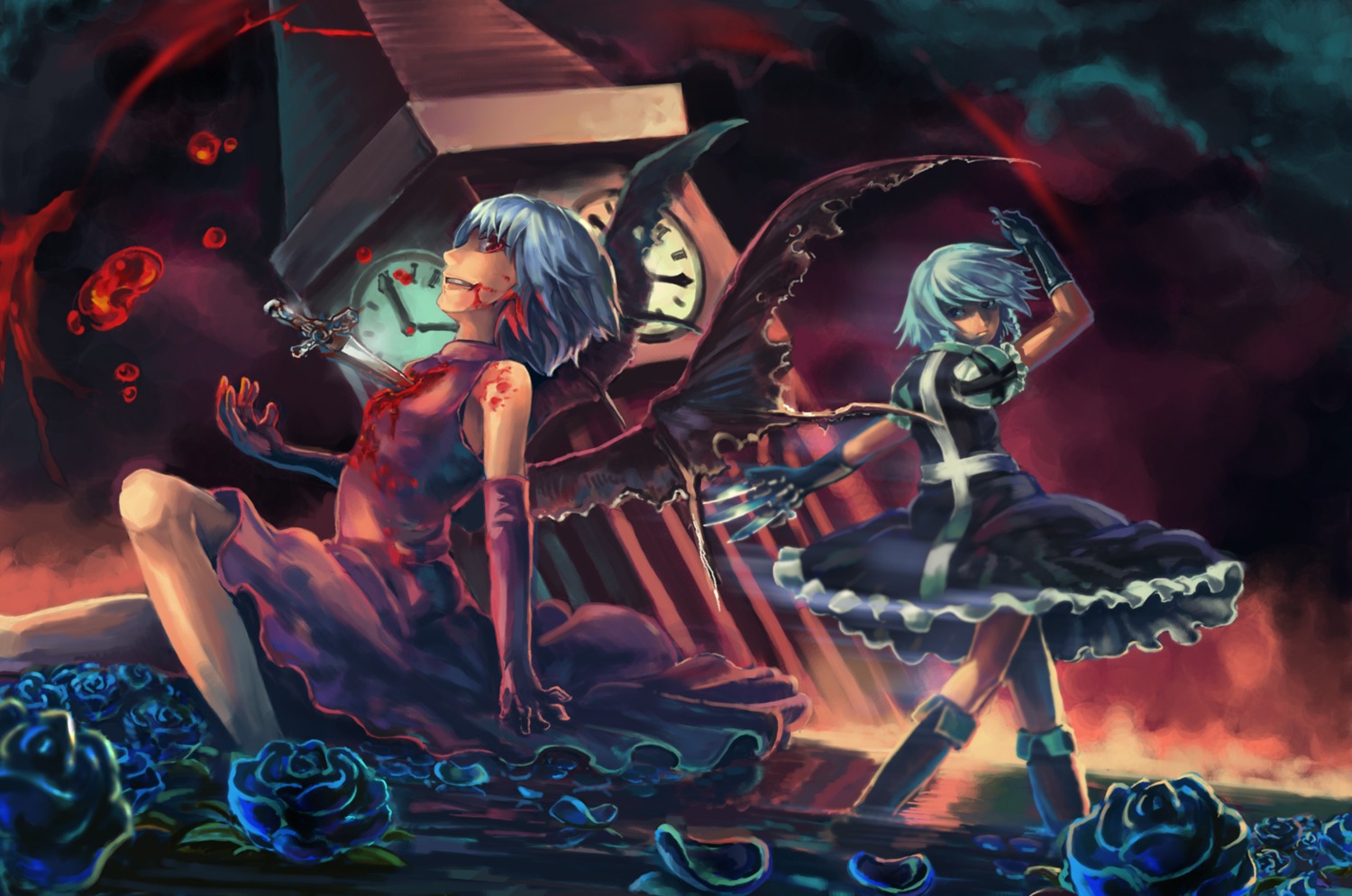 izayoi_sakuya remilia_scarlet tasmaniadevil touhou