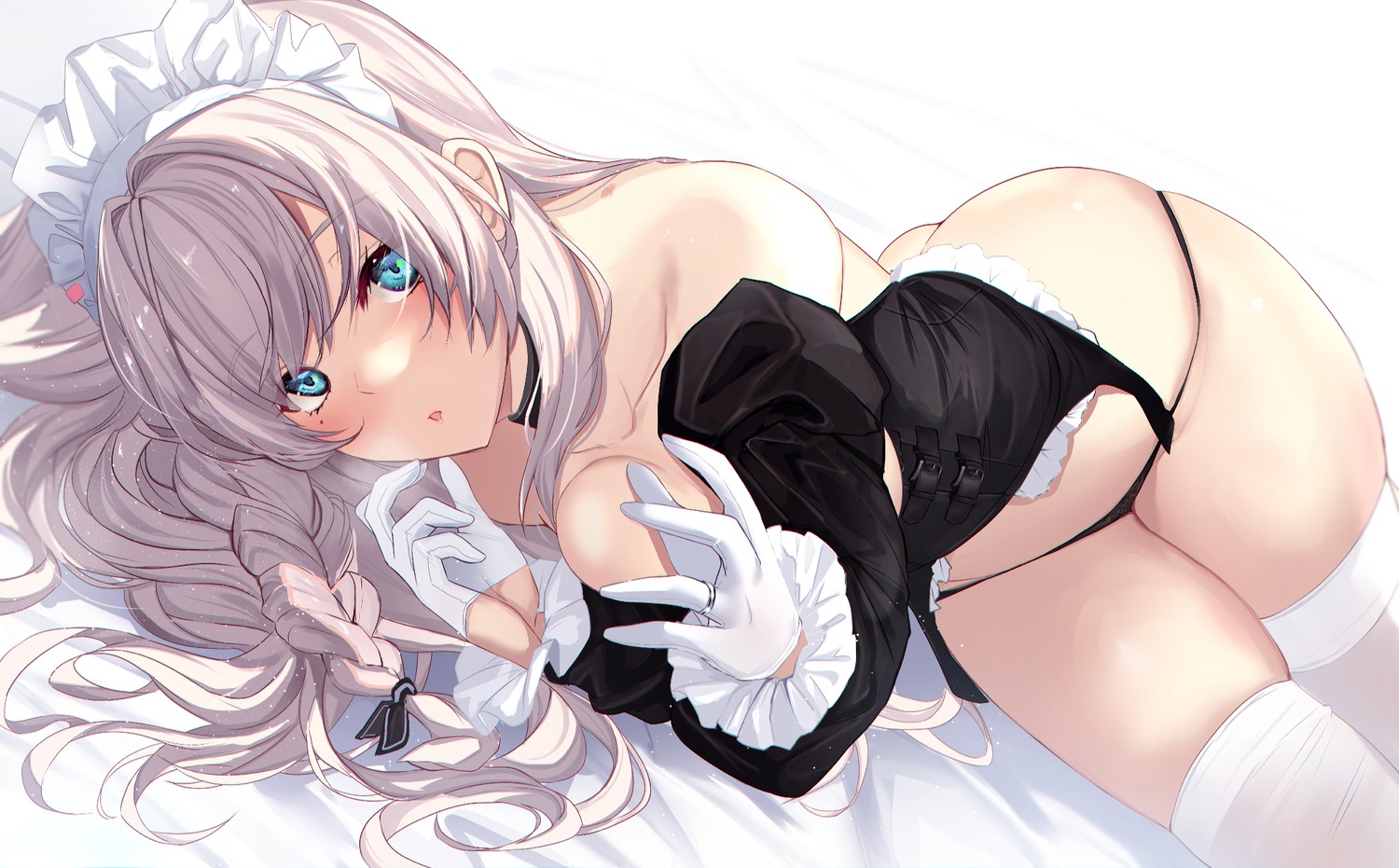 breast_hold maid no_bra pantsu thighhighs untsue