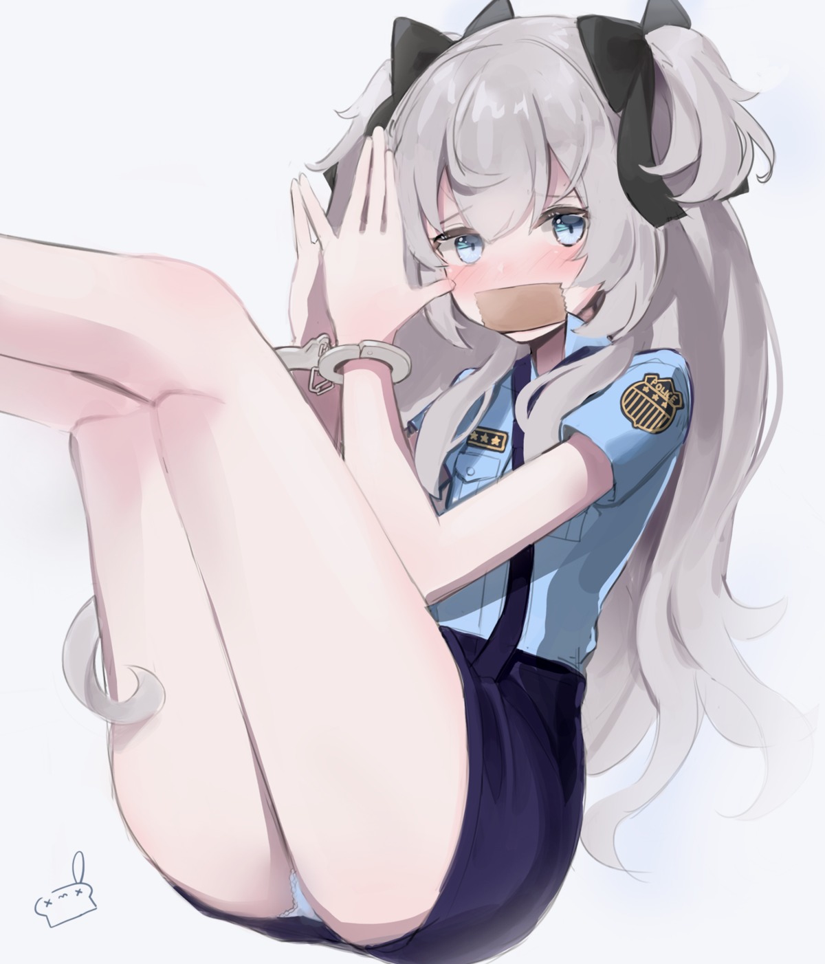 bondage pantsu police_uniform retoriro shanoa_(vtuber) shanoa_asmr skirt_lift