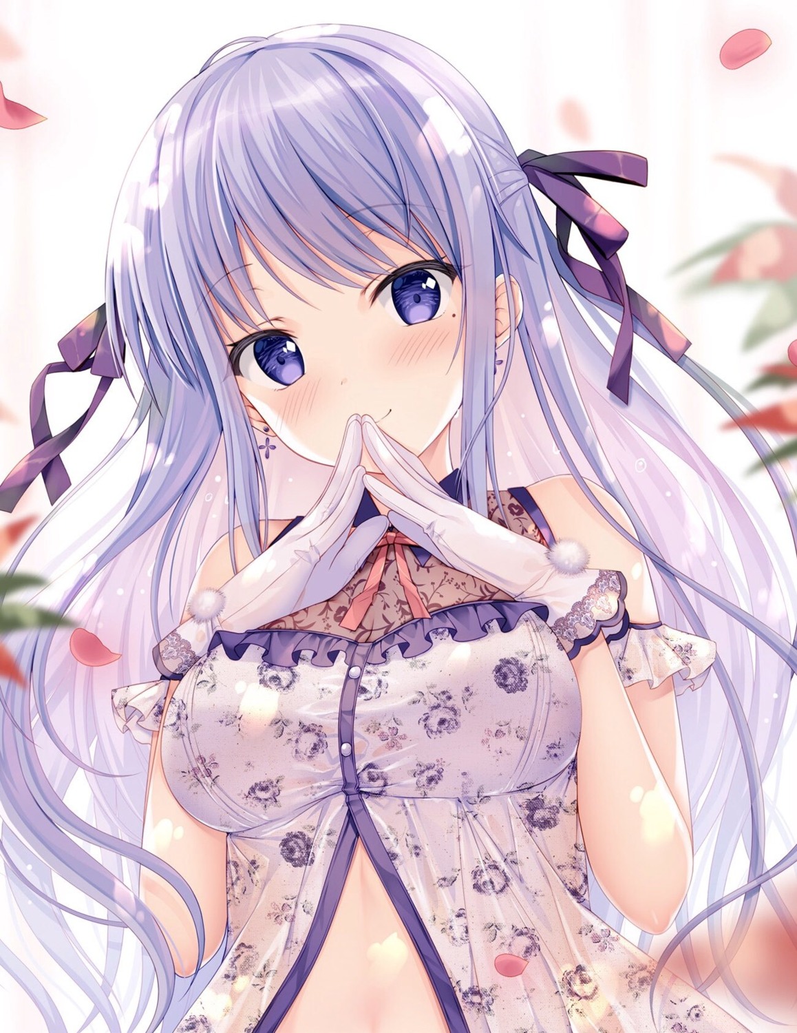 breast_hold cleavage dress hiiragi_asuka_(twinbox) see_through twinbox twinbox_school