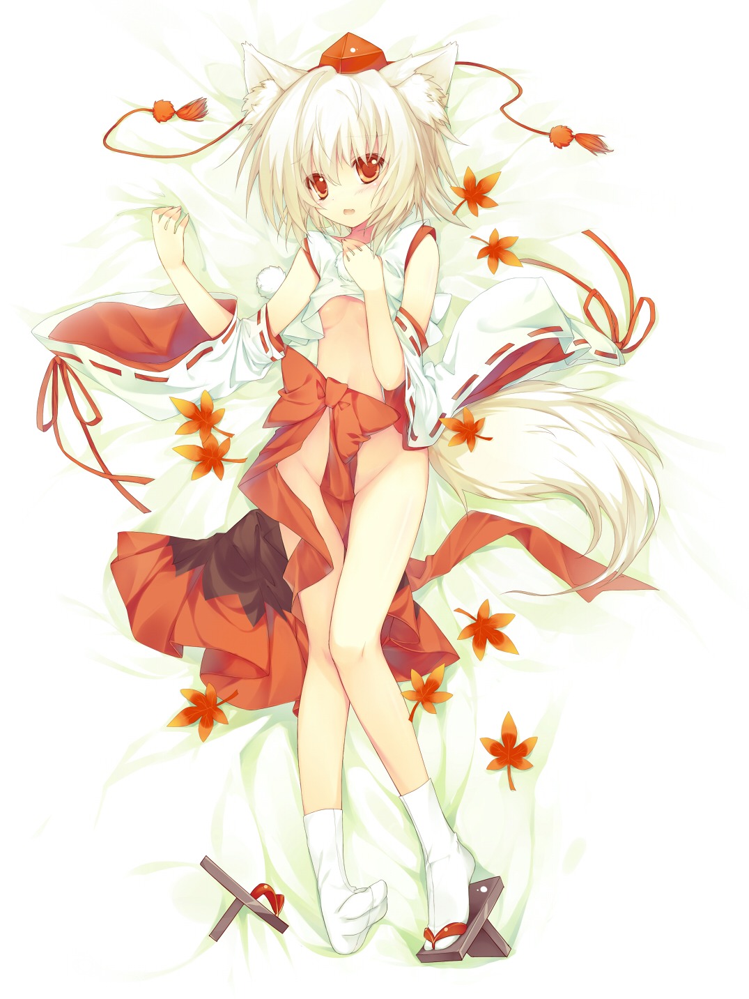 ane_niku animal_ears inubashiri_momiji loli no_bra nopan tail touhou