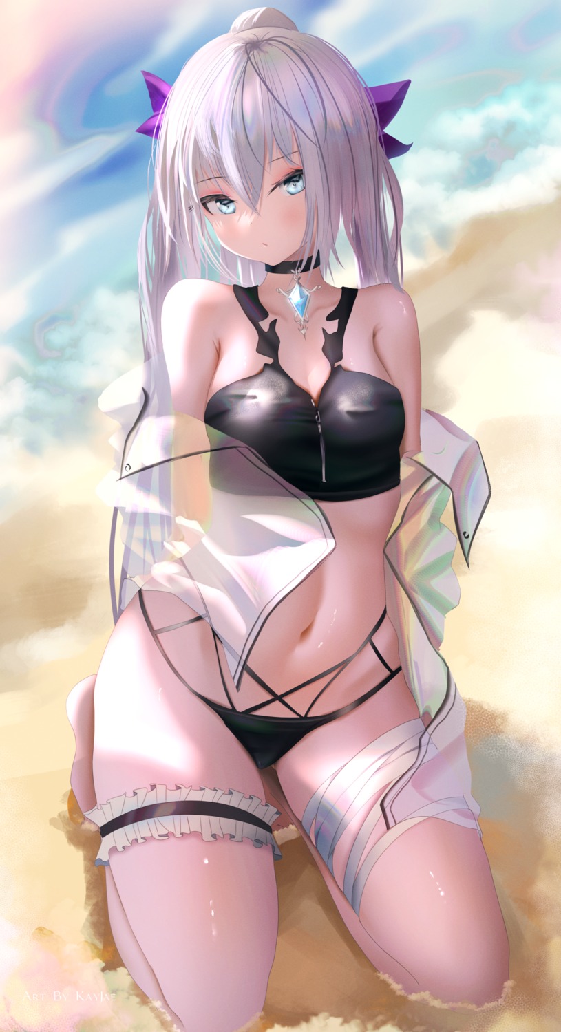 bandages bikini garter kayjae open_shirt see_through swimsuits