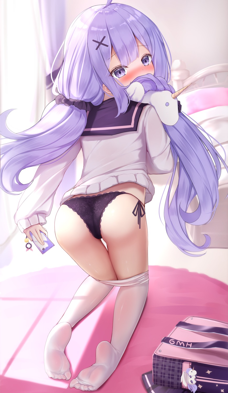 ass azur_lane irokari loli pantsu pantyhose seifuku string_panties sweater unicorn_(azur_lane)