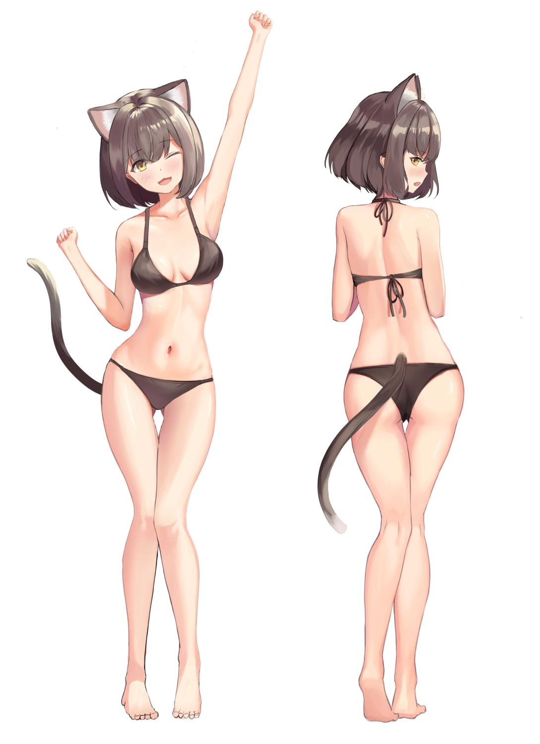 animal_ears ass bekkuro bikini nekomimi swimsuits tail