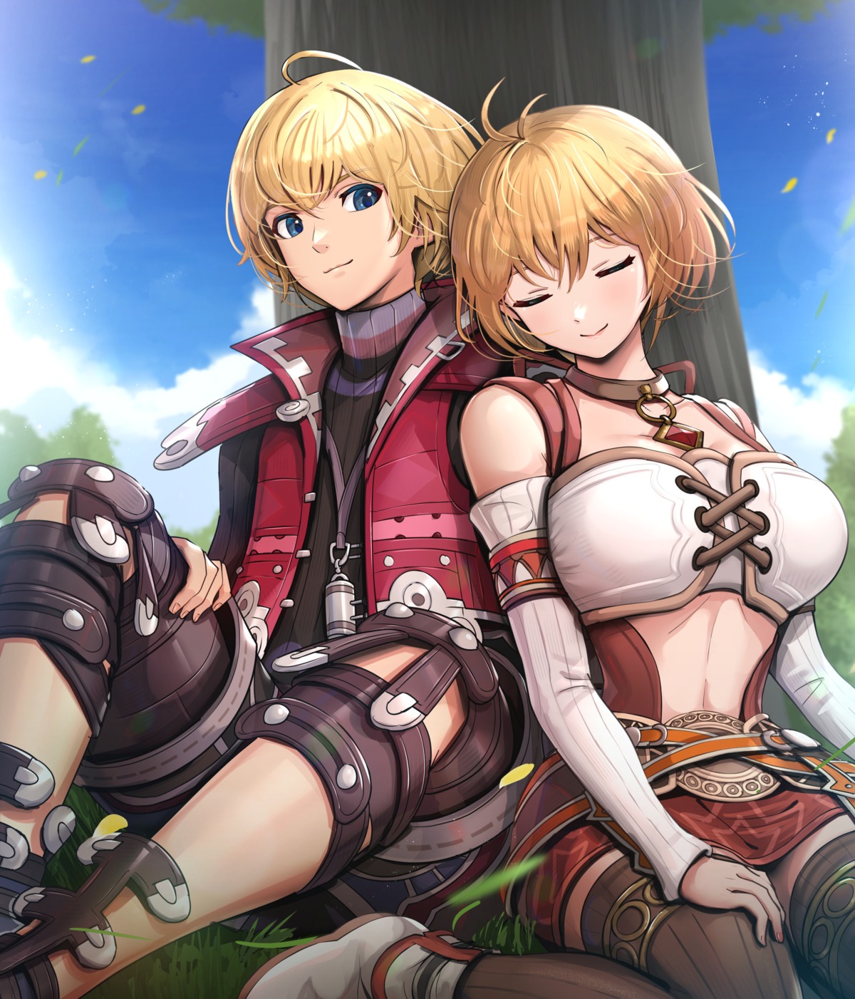 cleavage flora_(fire_emblem) gonzarez shulk thighhighs xenoblade xenoblade_(series)