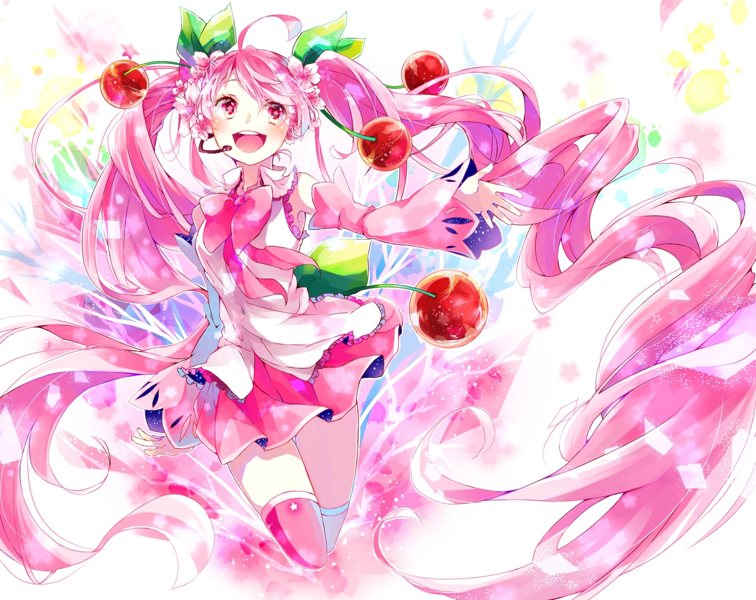 hatsune_miku hoshino_kisora sakura_miku thighhighs vocaloid