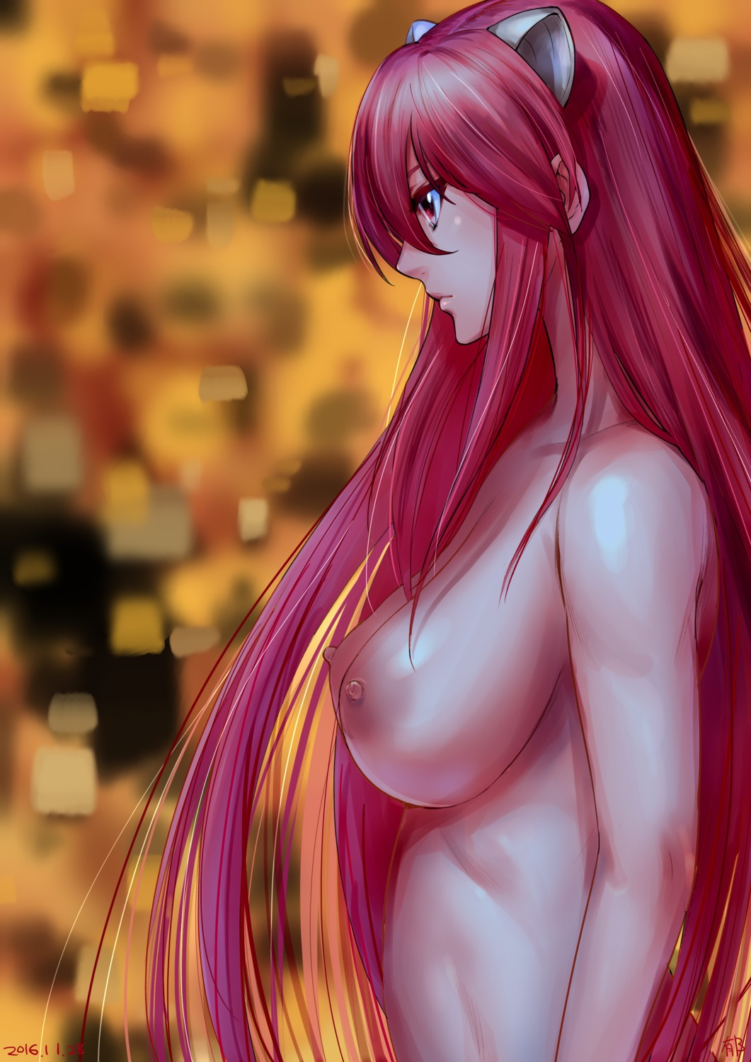 animal_ears autographed elfen_lied iku_(ikuchan_kaoru) lucy naked nipples