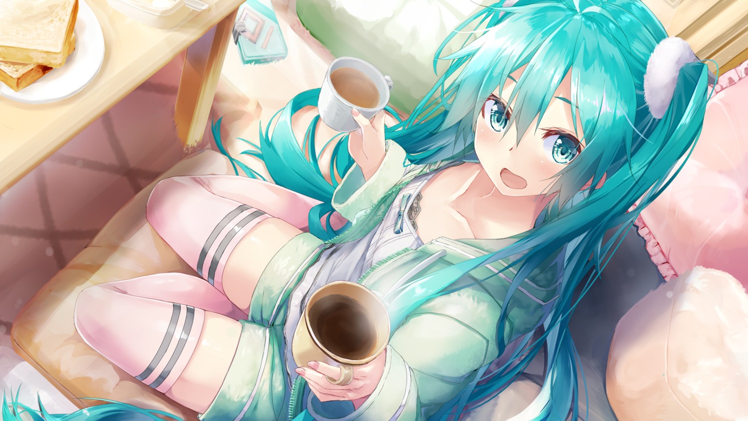 daidou_(demitasse) hatsune_miku thighhighs vocaloid wallpaper