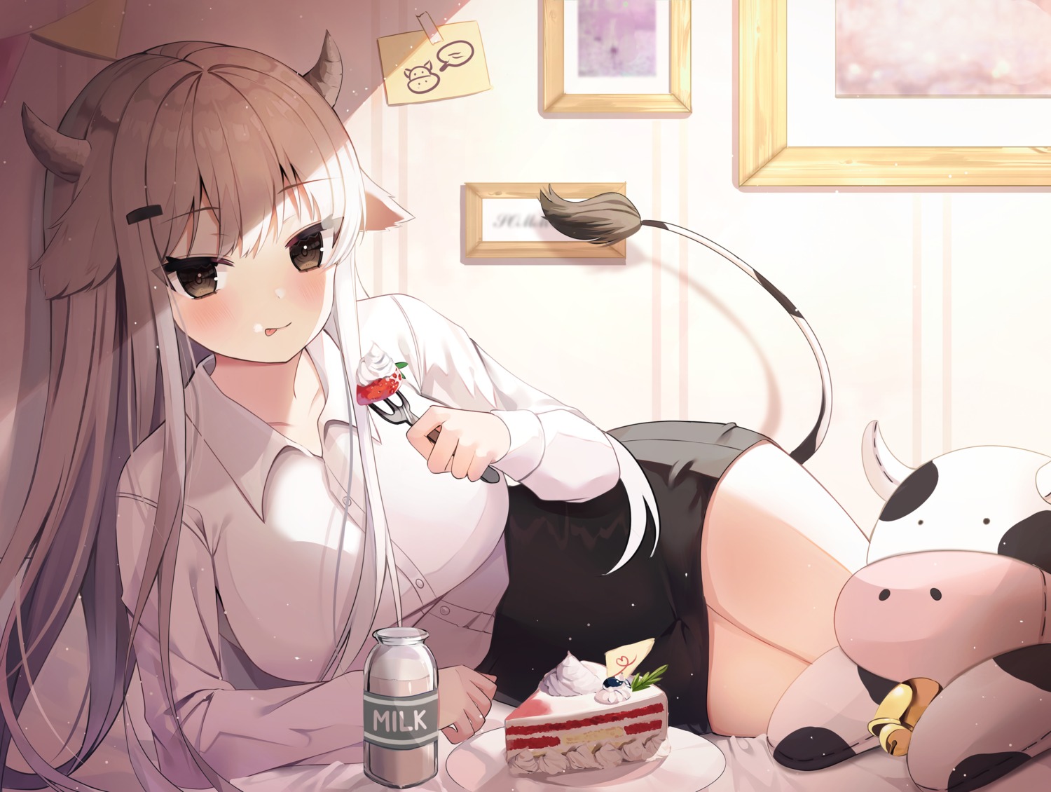 animal_ears artist_revision cream dress_shirt horns nannung tail