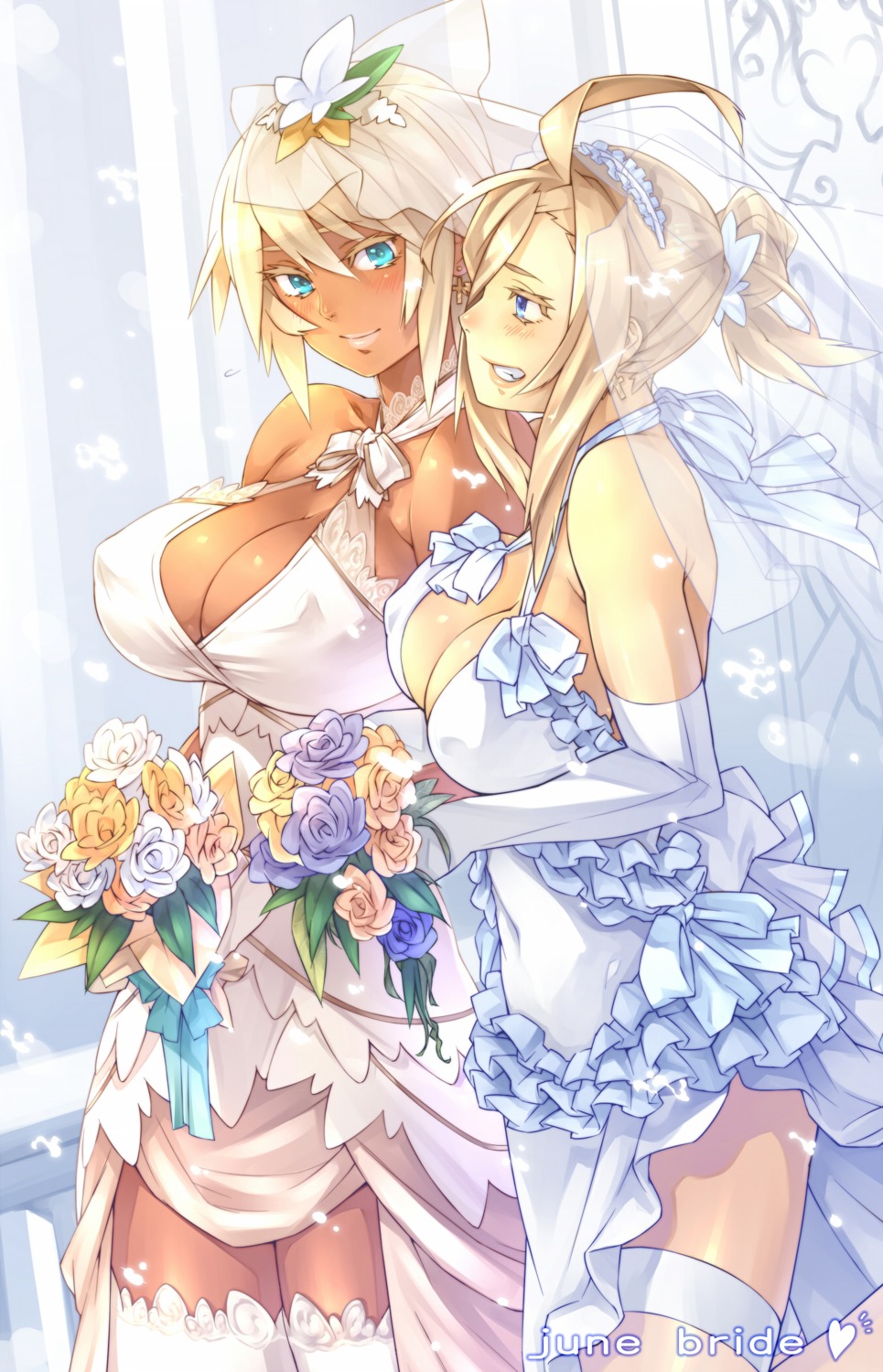 23 cleavage dress thighhighs wedding_dress