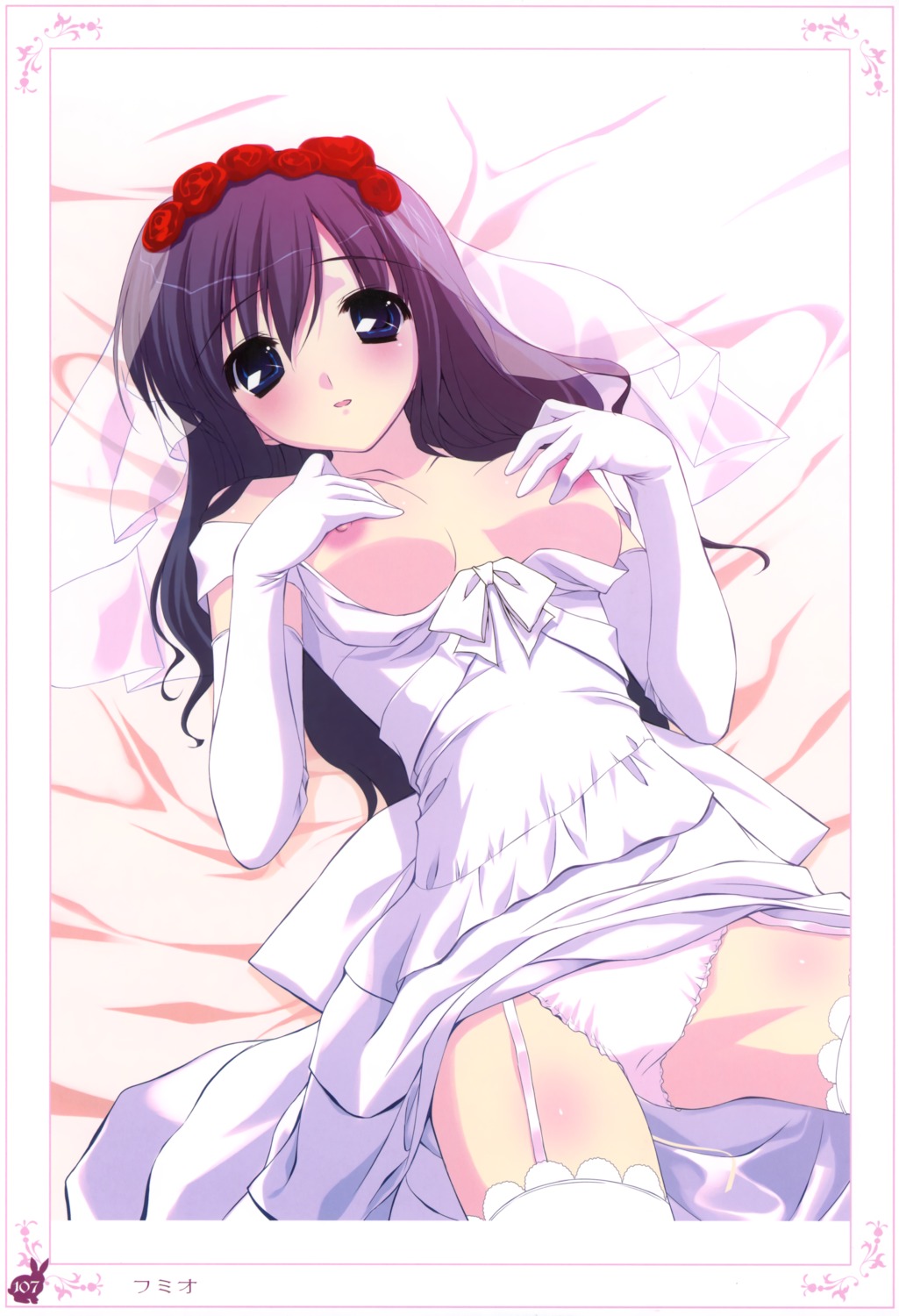 breasts dress fumio nipples pantsu stockings thighhighs wedding_dress