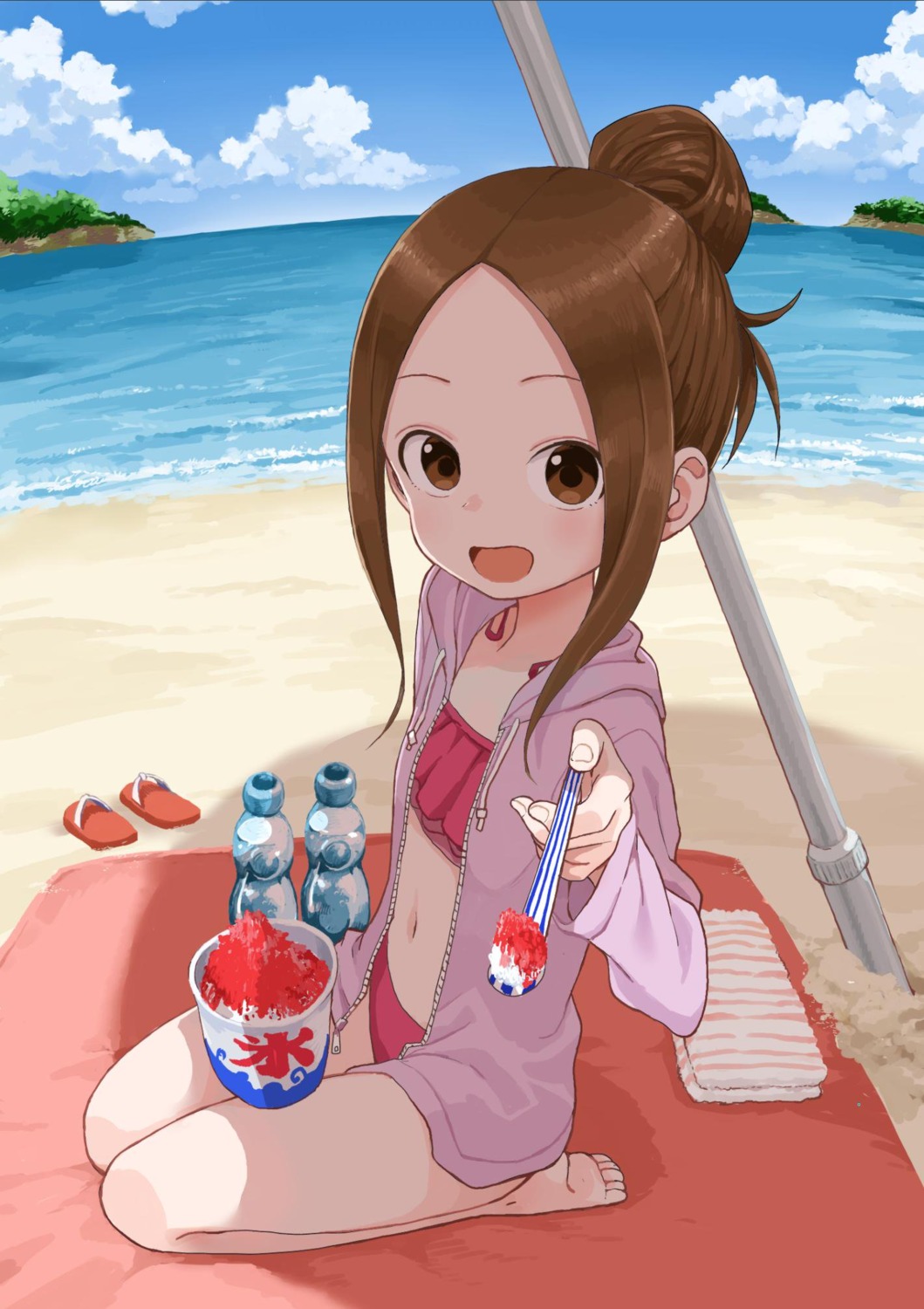 bikini karakai_jouzu_no_takagi-san open_shirt swimsuits takagi-san yamamoto_souichirou