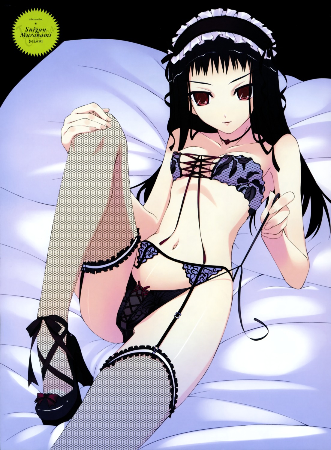 bra fishnets garter_belt lingerie murakami_suigun pantsu stockings thighhighs