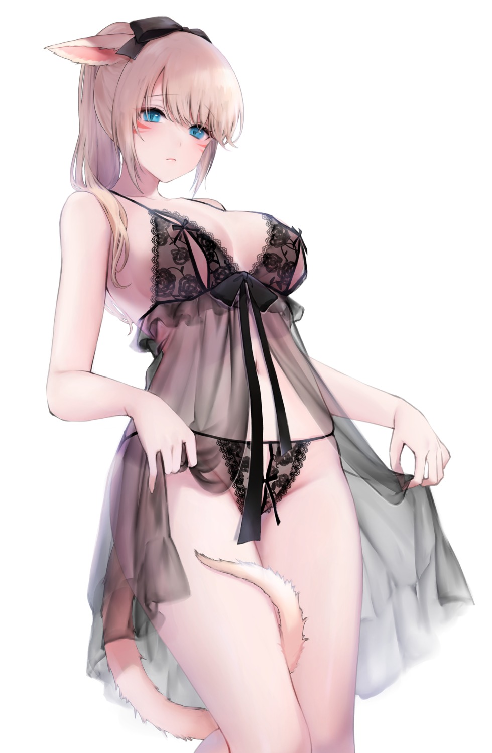 animal_ears final_fantasy final_fantasy_xiv kurosawa_itsuki lingerie miqo'te nekomimi pantsu see_through tail