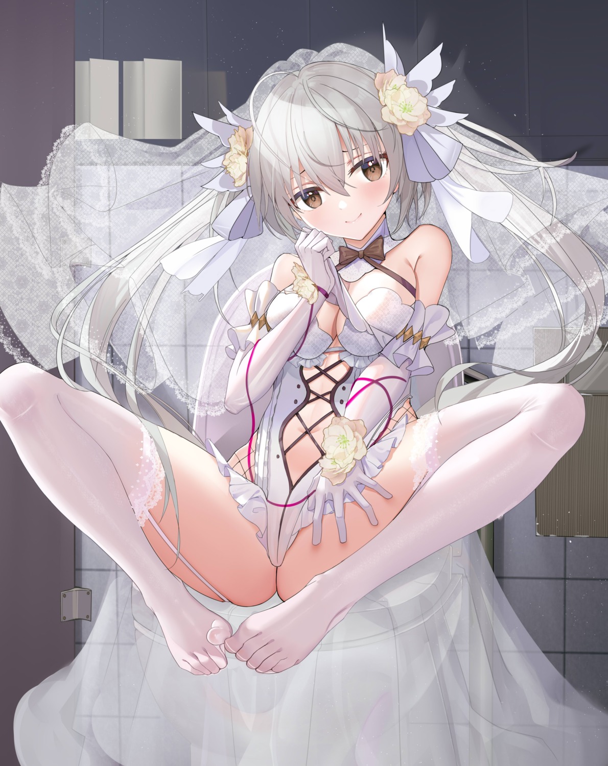 breast_hold feet kasugano_sora leotard no_bra stockings thighhighs yosuga_no_sora zhongwu_chahui