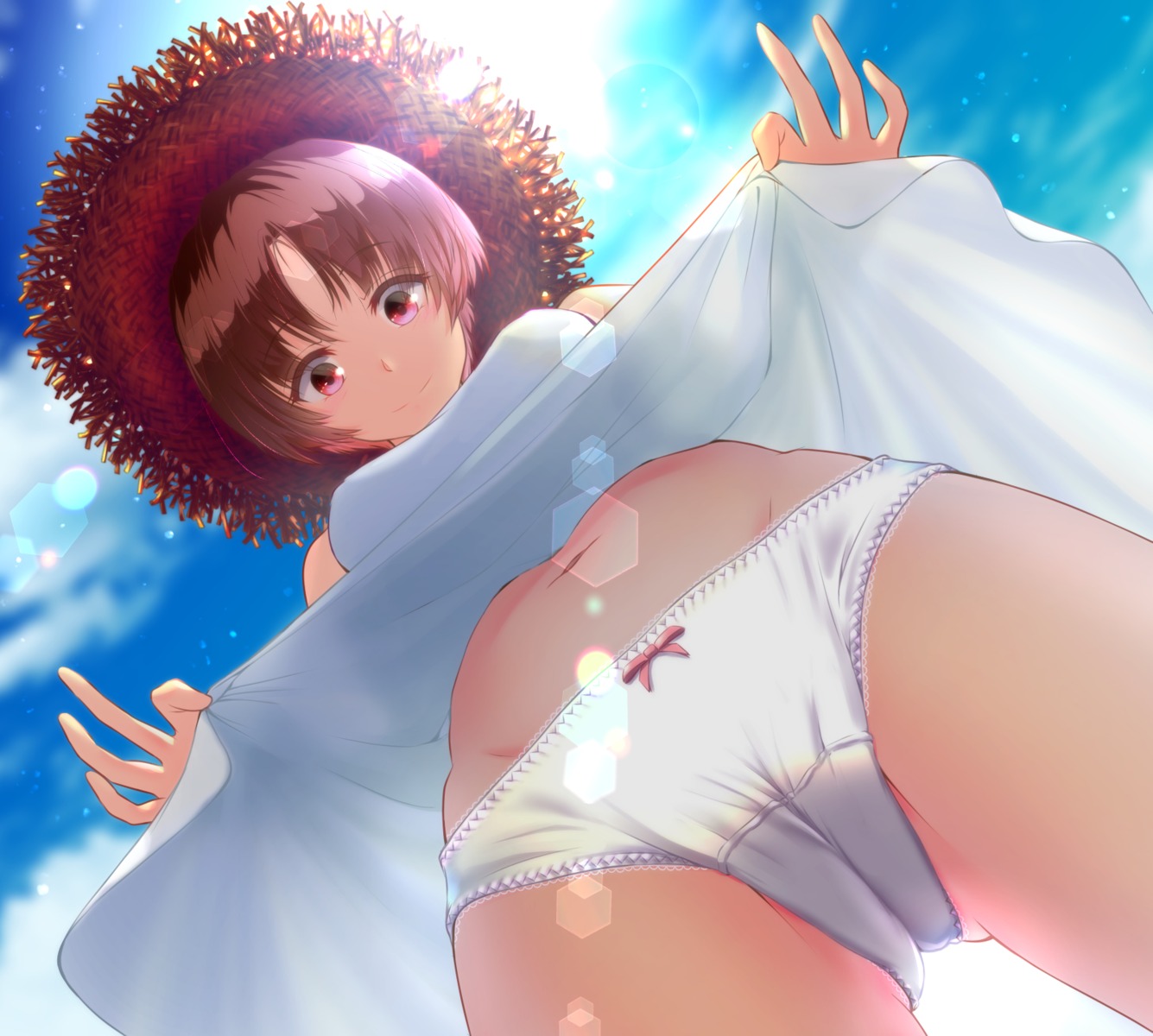 cameltoe dress pantsu puriketsu_corgy skirt_lift summer_dress