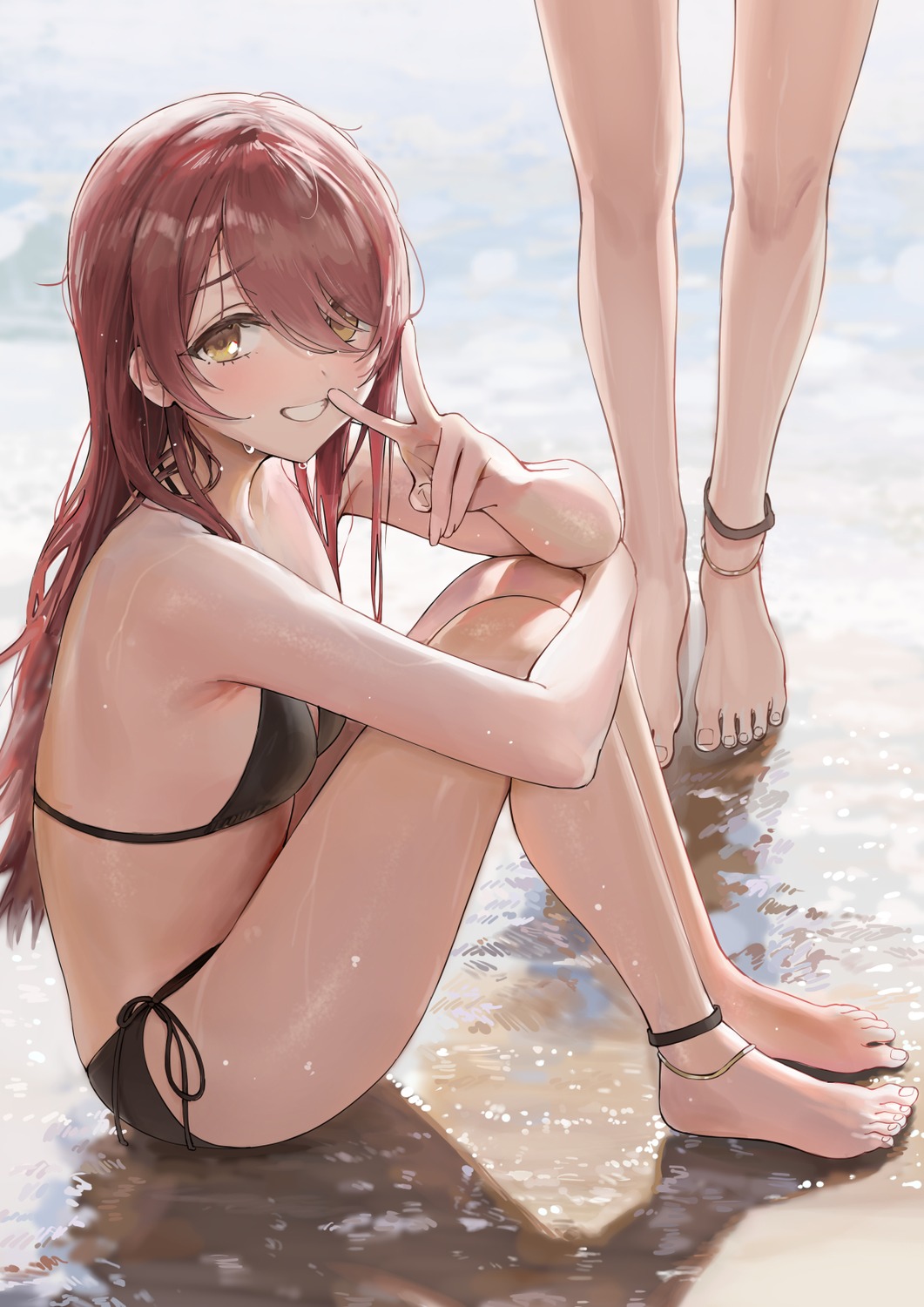 ameyame bikini feet oosaki_amana oosaki_tenka swimsuits the_idolm@ster the_idolm@ster_shiny_colors wet