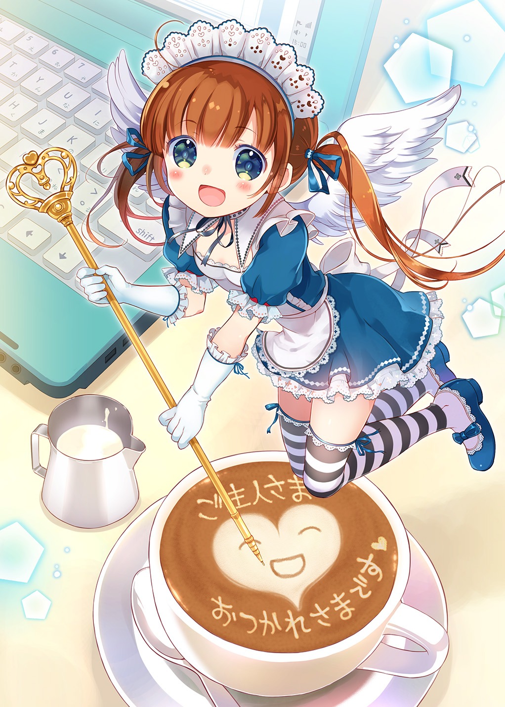 maid moe2015 takeda_mika thighhighs wings