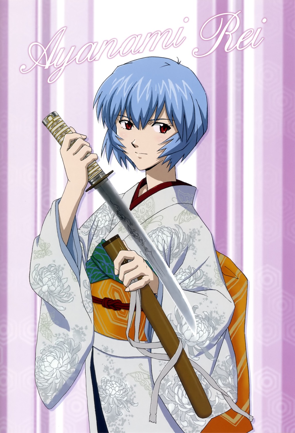 ayanami_rei kimono neon_genesis_evangelion sword