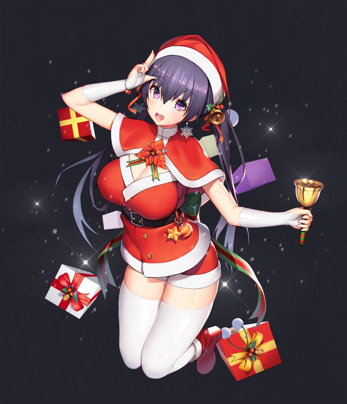 christmas cleavage migu_(iws2525) thighhighs