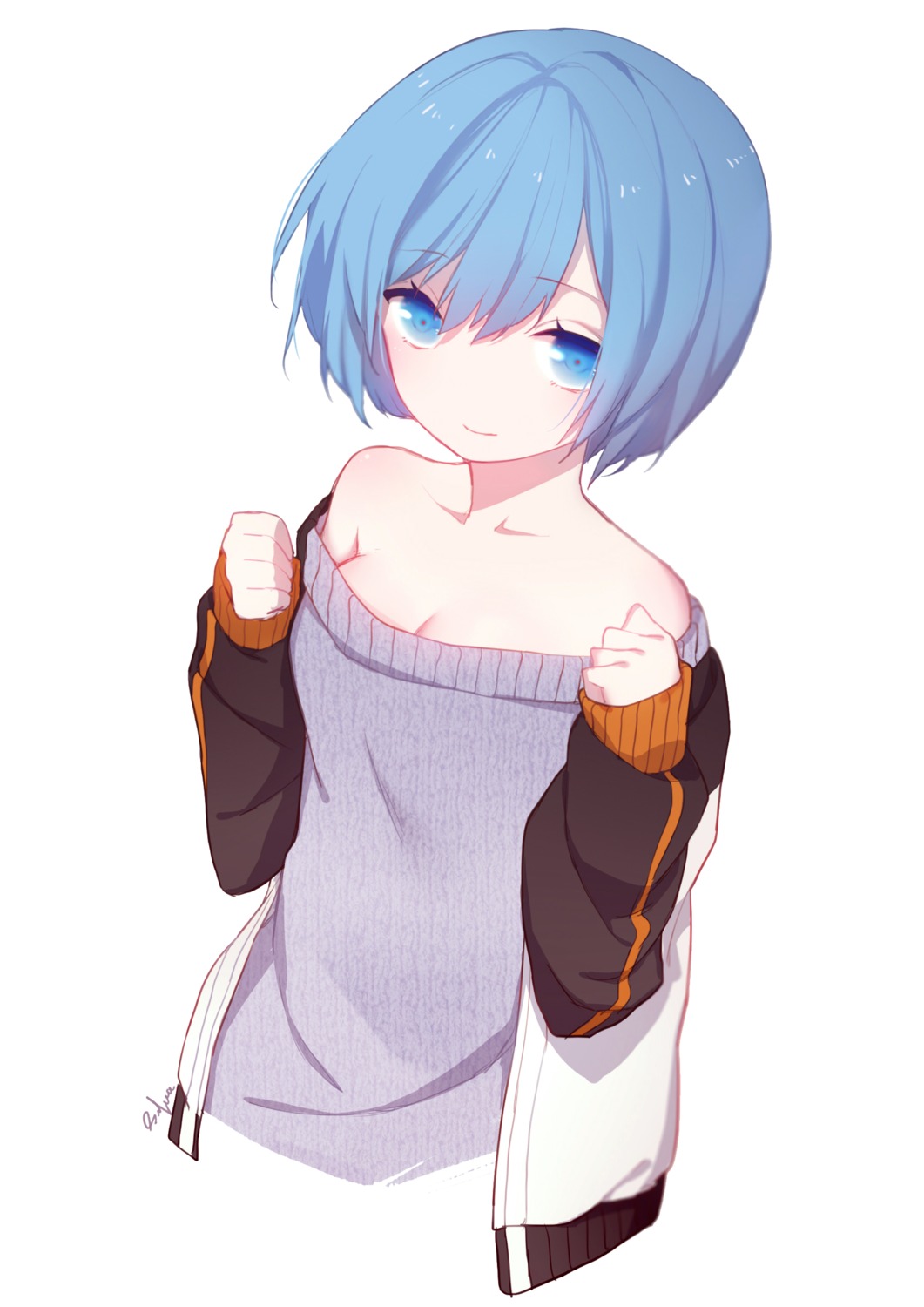 cleavage re_zero_kara_hajimeru_isekai_seikatsu rem_(re_zero) slyvia sweater