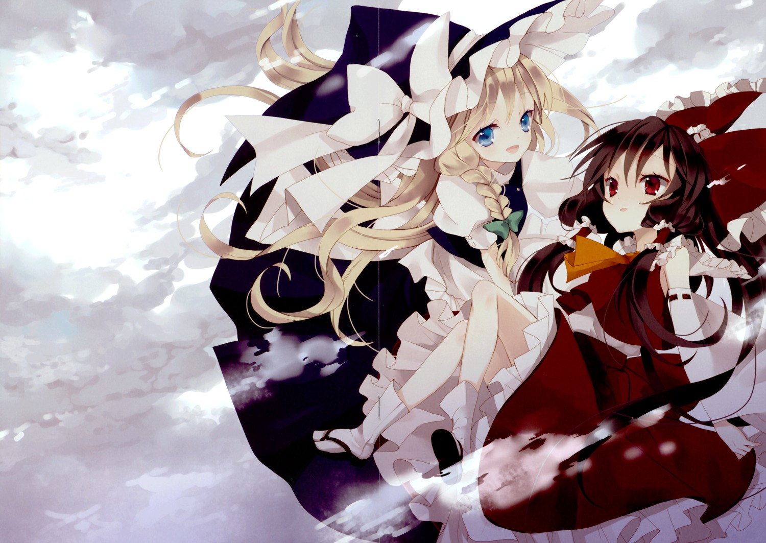 crease hakurei_reimu kirisame_marisa matsuda_shima stripe2 touhou