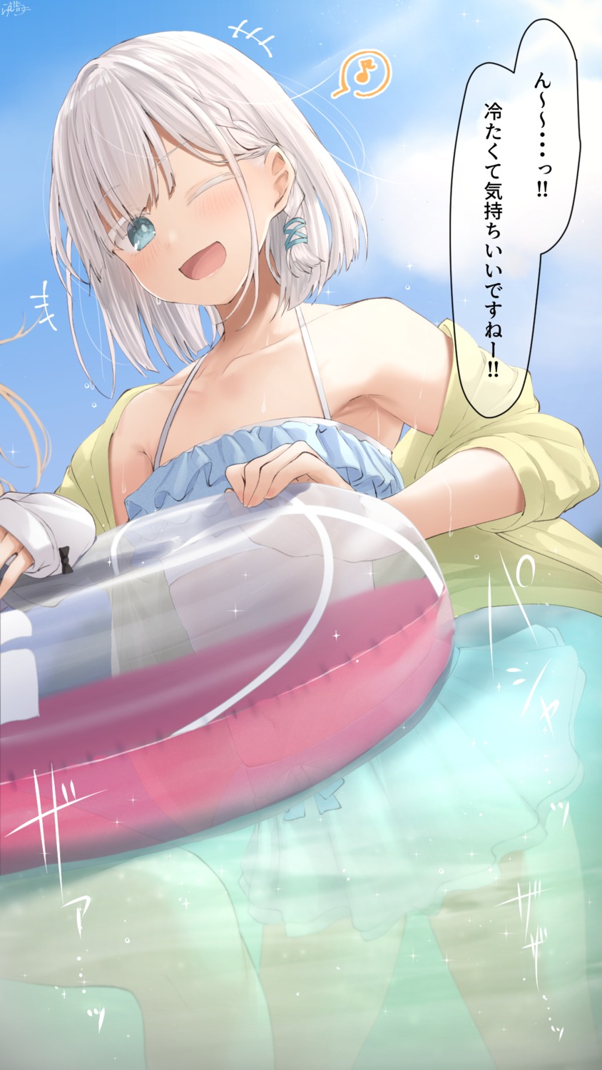 bikini ginpatsu-chan_(ramchi) open_shirt ramchi swimsuits wet