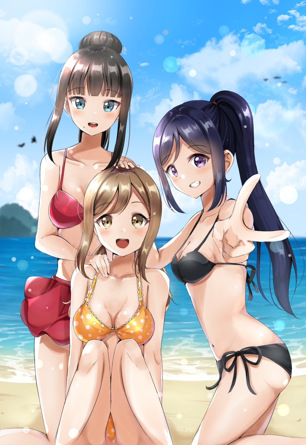 ass bikini cleavage kunikida_hanamaru kurosawa_dia love_live!_sunshine!! matsuura_kanan sin_(sin52y) swimsuits