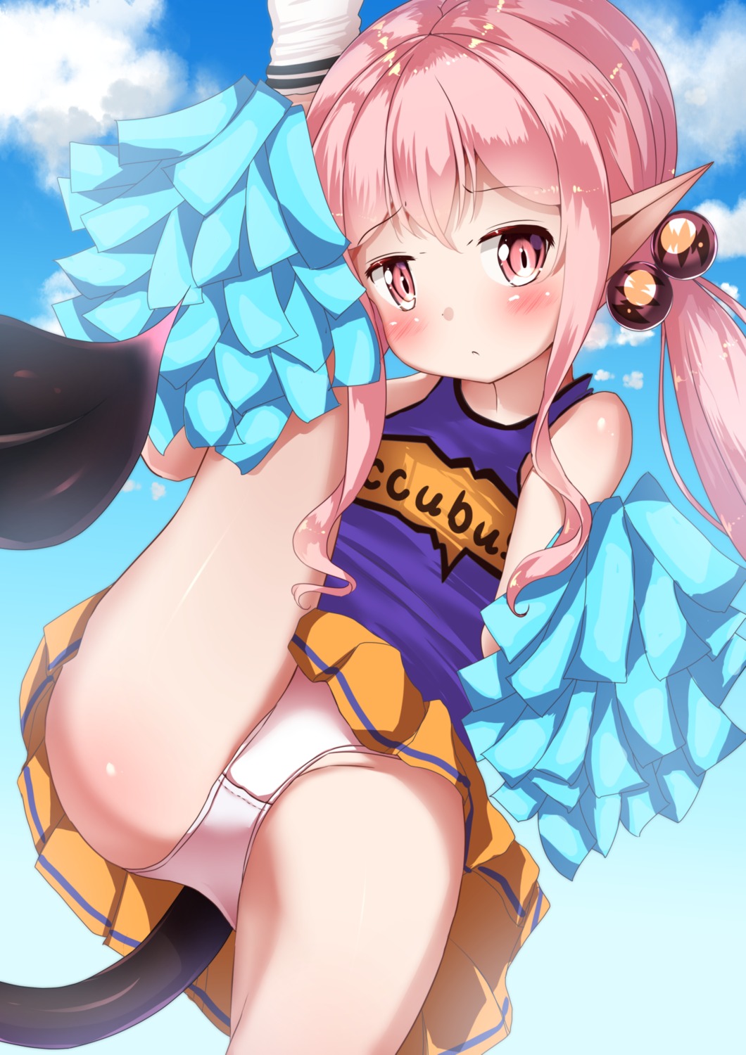 cheerleader loli mochiyuki pantsu pointy_ears skirt_lift tail