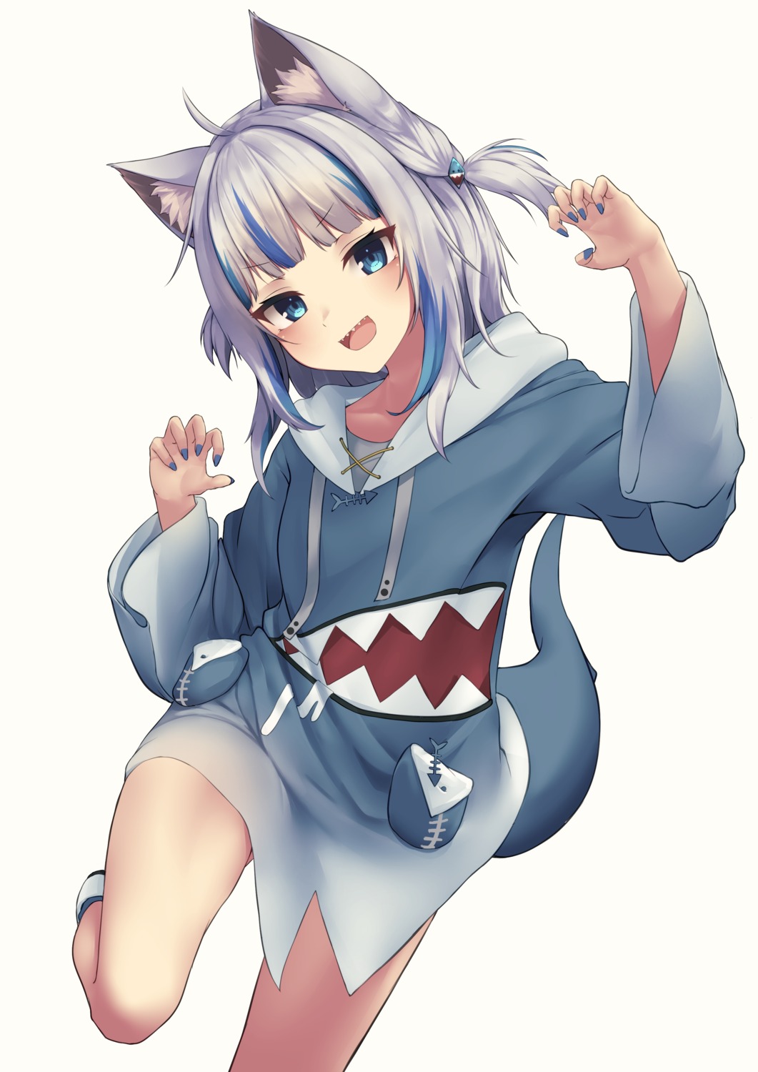 animal_ears gawr_gura hololive hololive_english inaba_teitoku nekomimi skirt_lift tail